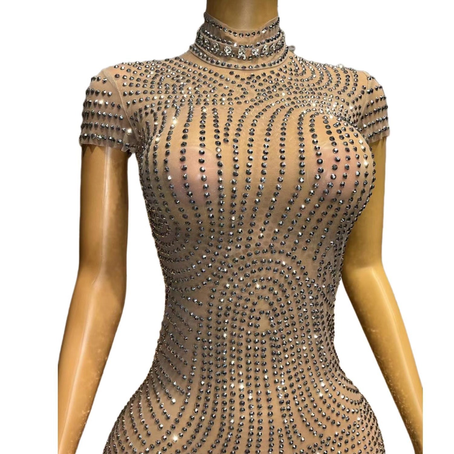 CELESINYI Jihequan Crystal Arch Mini Dress