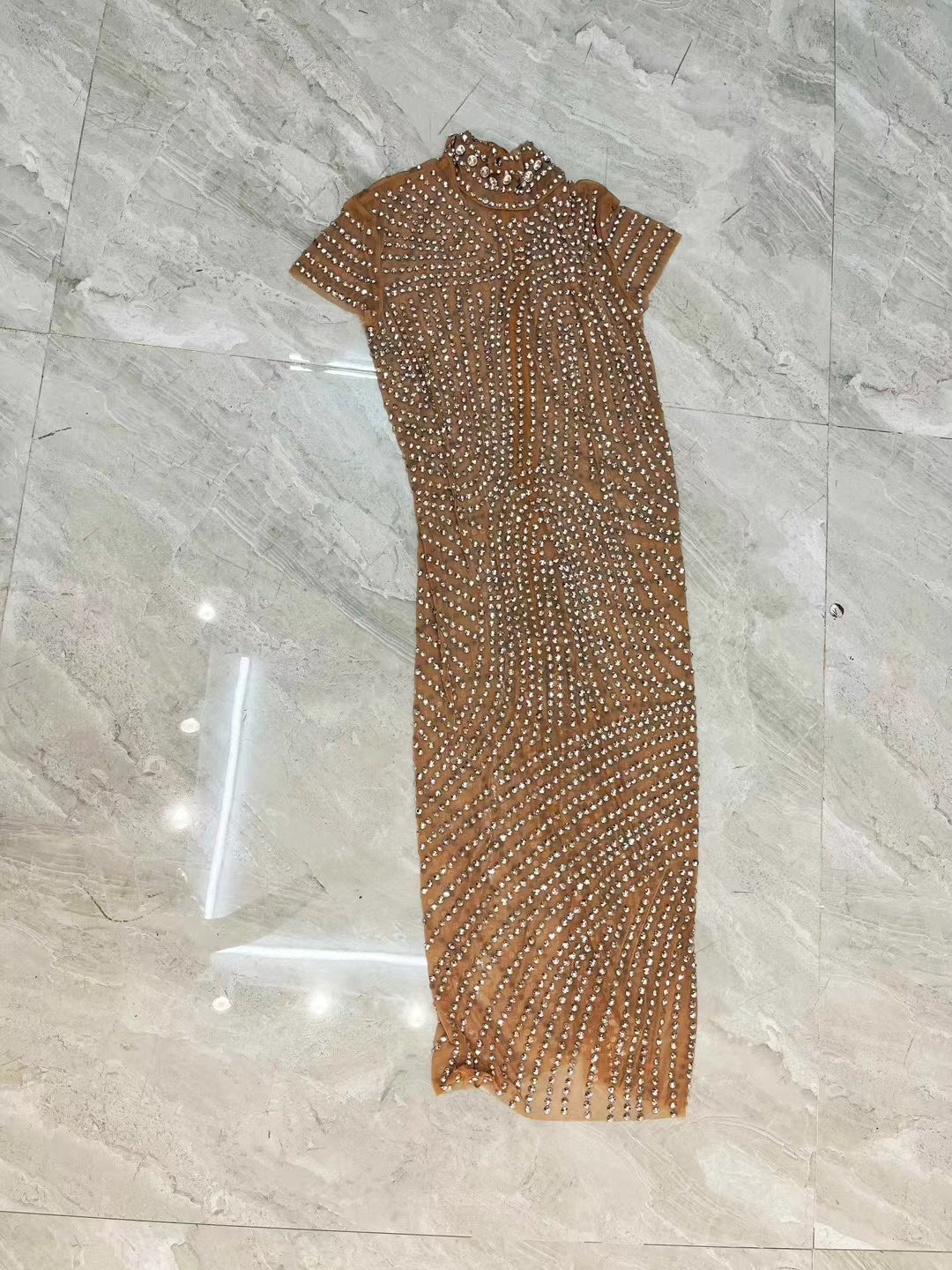 CELESINYI Jihequan Crystal Arch Mini Dress