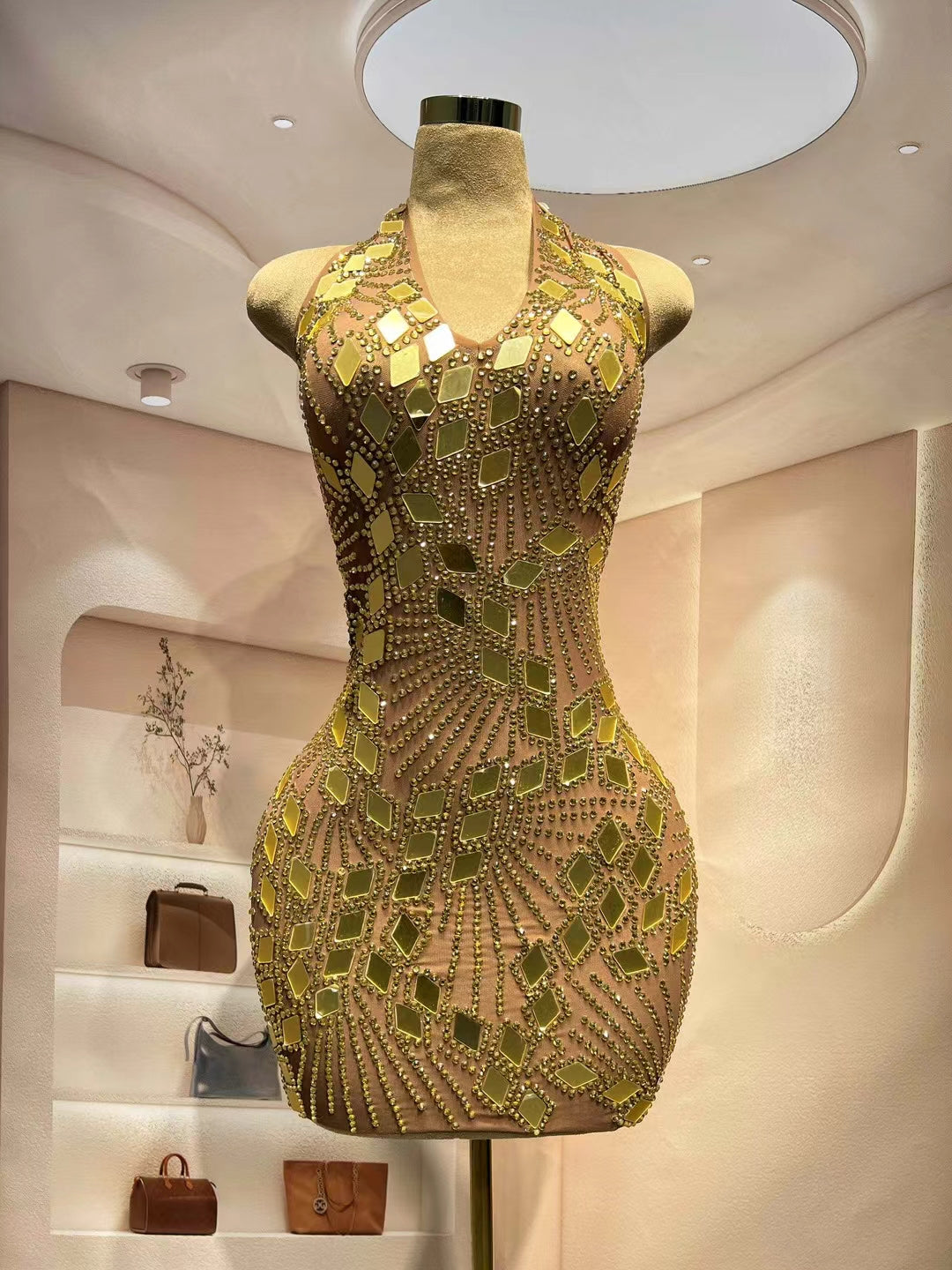 CELESINYI Jihejingpian Crystal Mirror Bodysuit