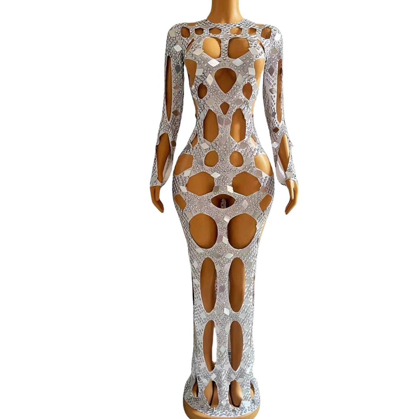 CELESINYI Dongdongqun Crystal Cutout Gown