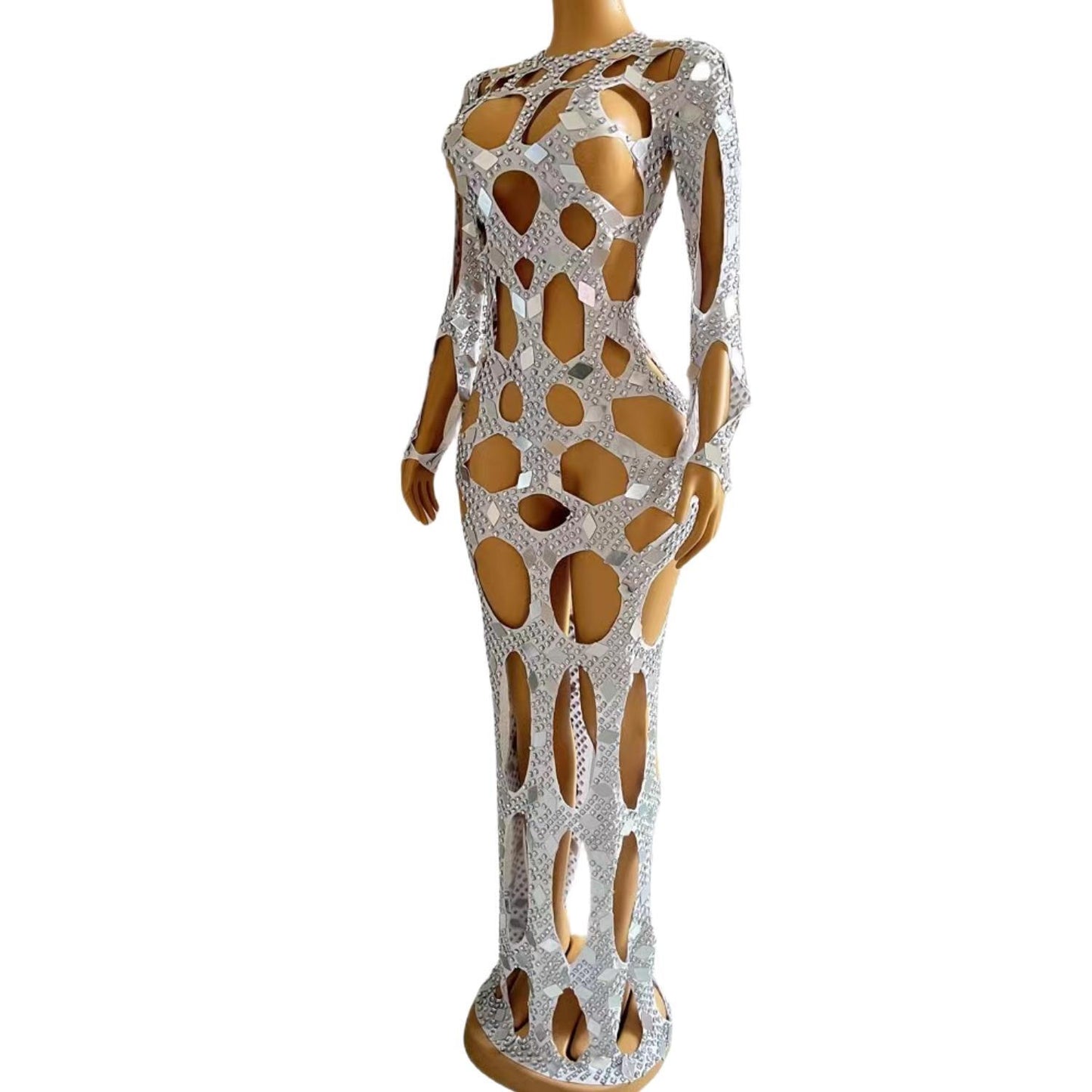 CELESINYI Dongdongqun Crystal Cutout Gown