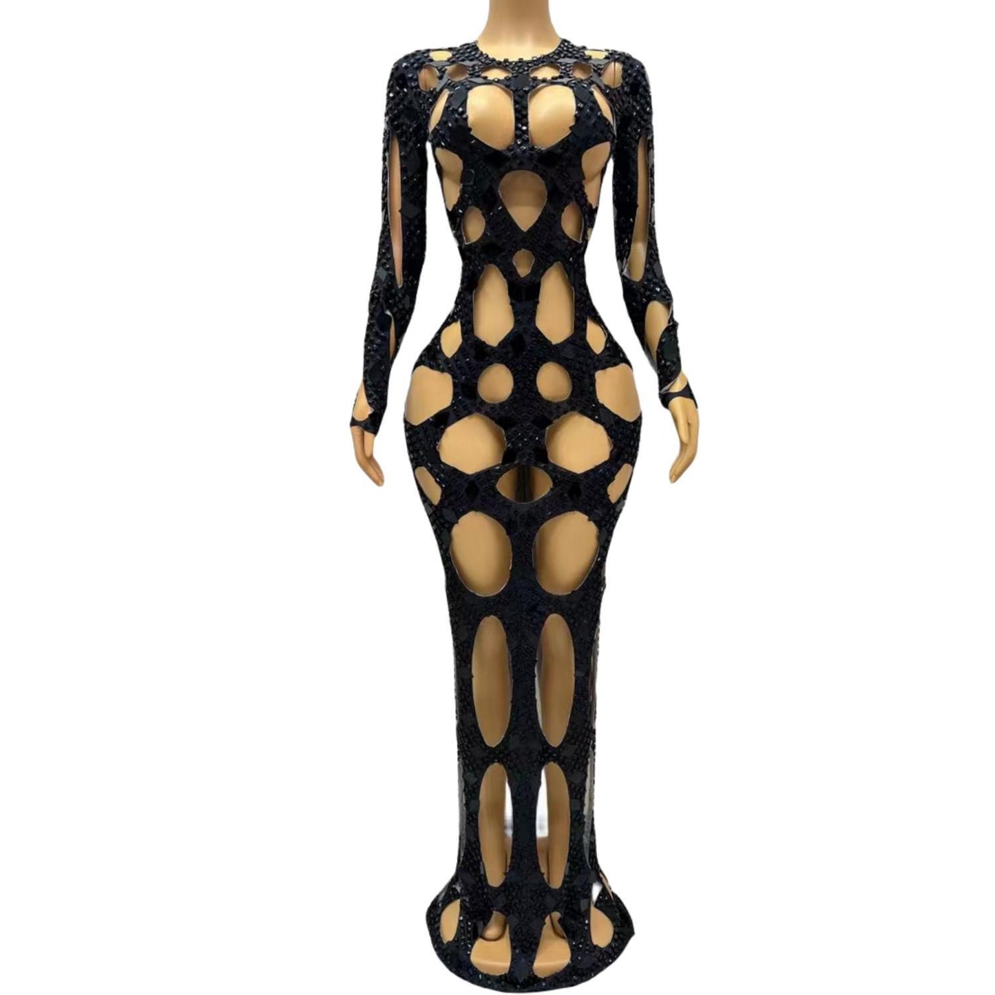 CELESINYI Dongdongqun Crystal Cutout Gown
