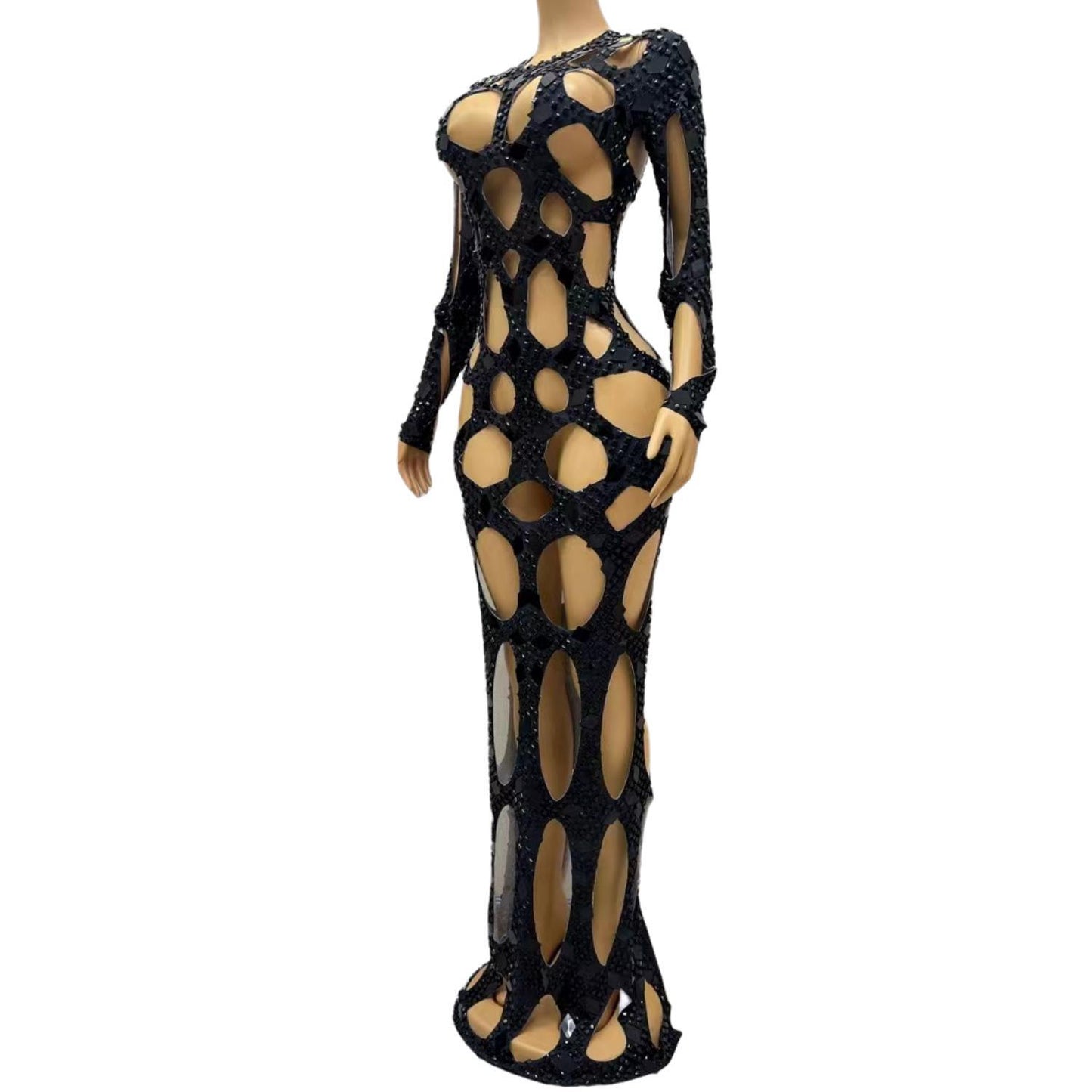CELESINYI Dongdongqun Crystal Cutout Gown