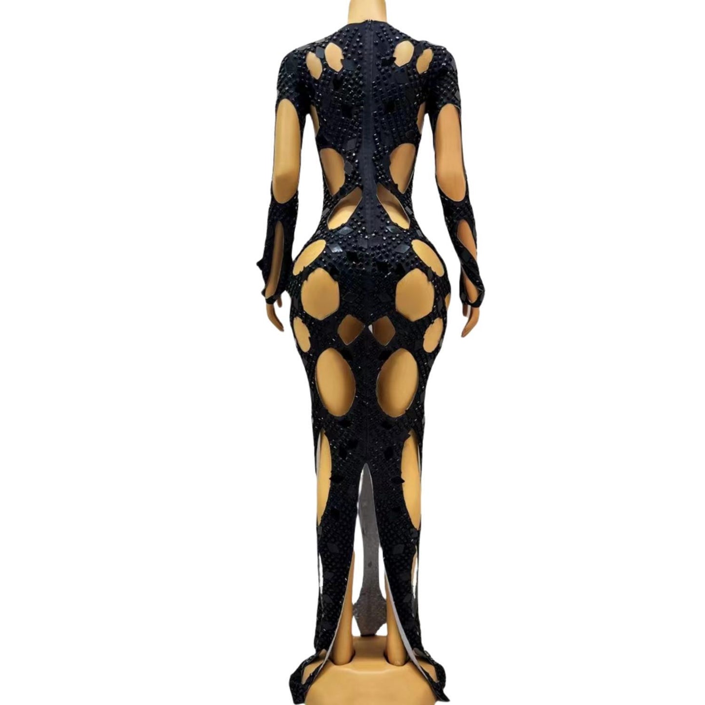 CELESINYI Dongdongqun Crystal Cutout Gown