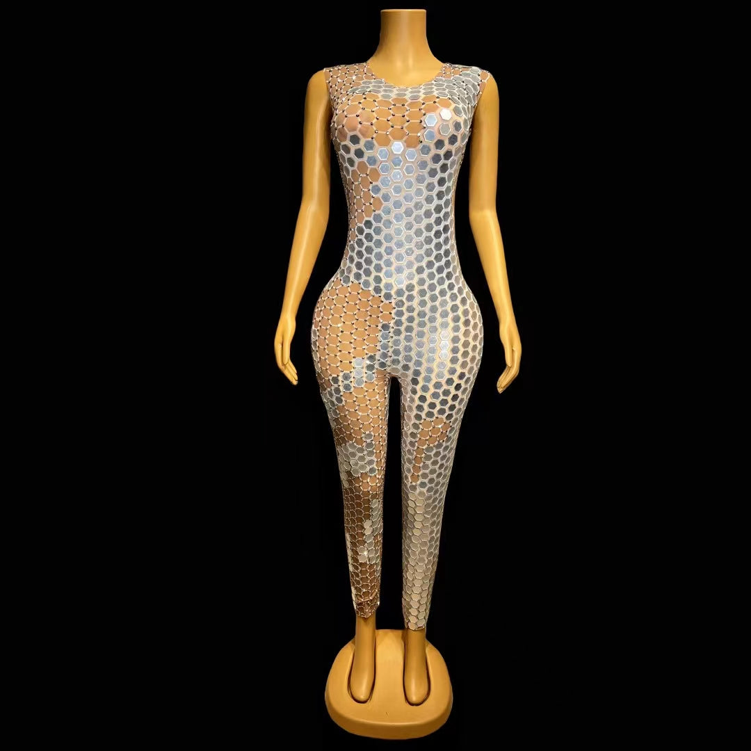 CELESINYI Yinpianku Crystal Mirror Jumpsuit