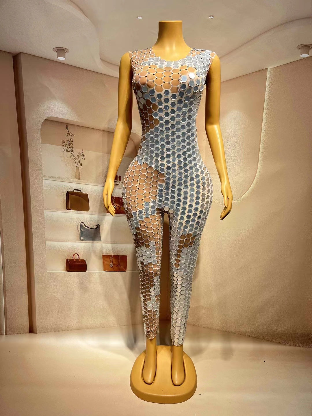 CELESINYI Yinpianku Crystal Mirror Jumpsuit