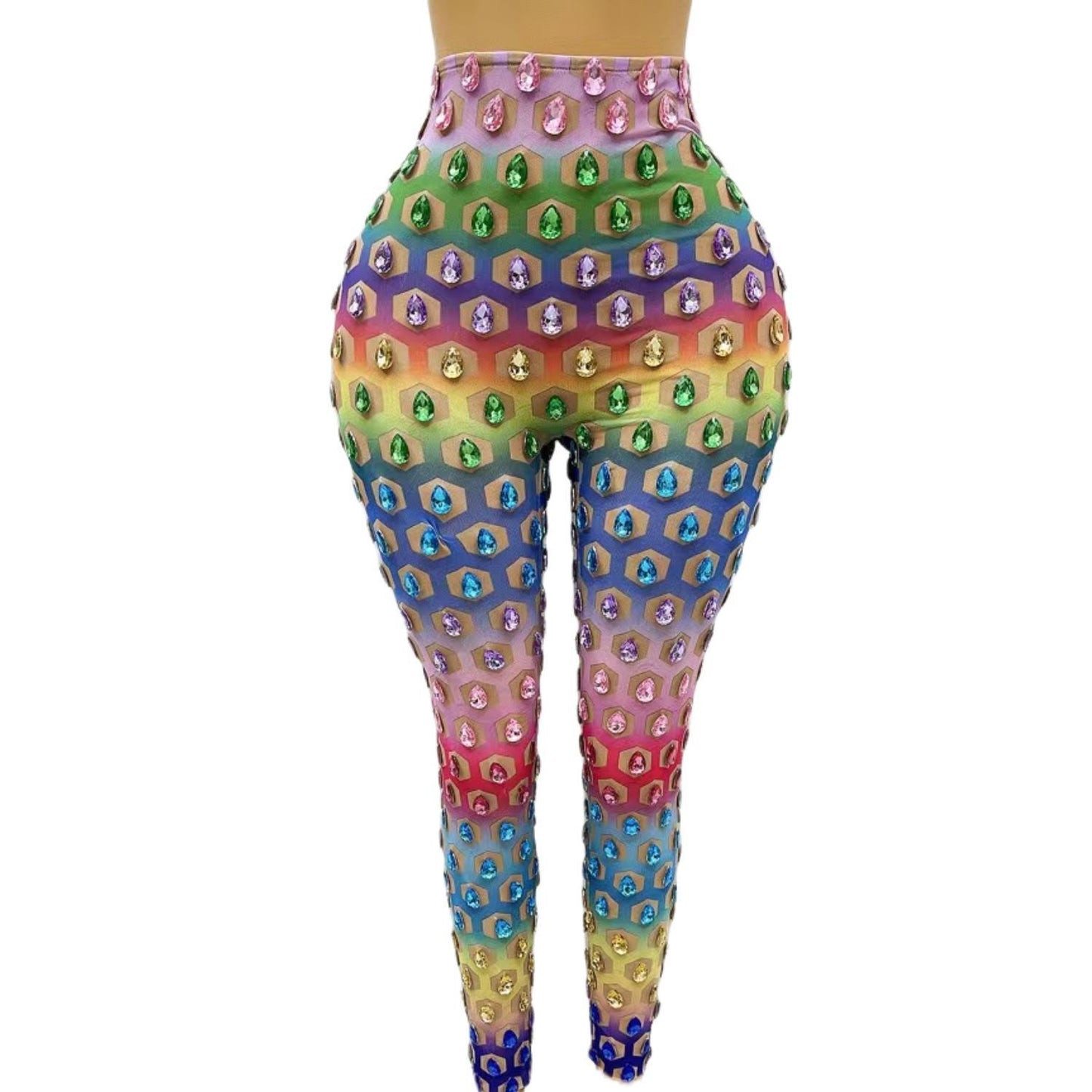 CELESINYI Loukongku Crystal Honeycomb Pants