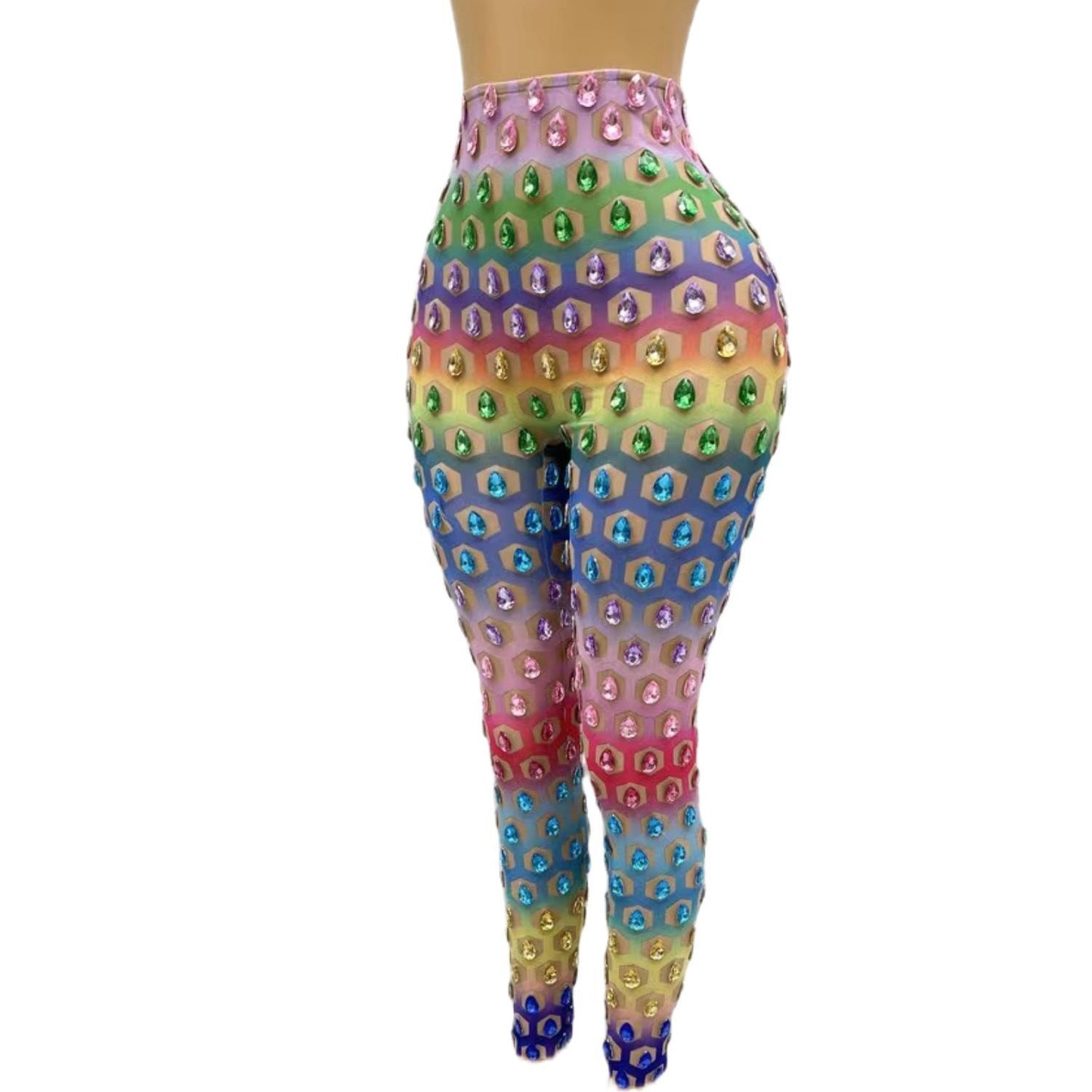 CELESINYI Loukongku Crystal Honeycomb Pants