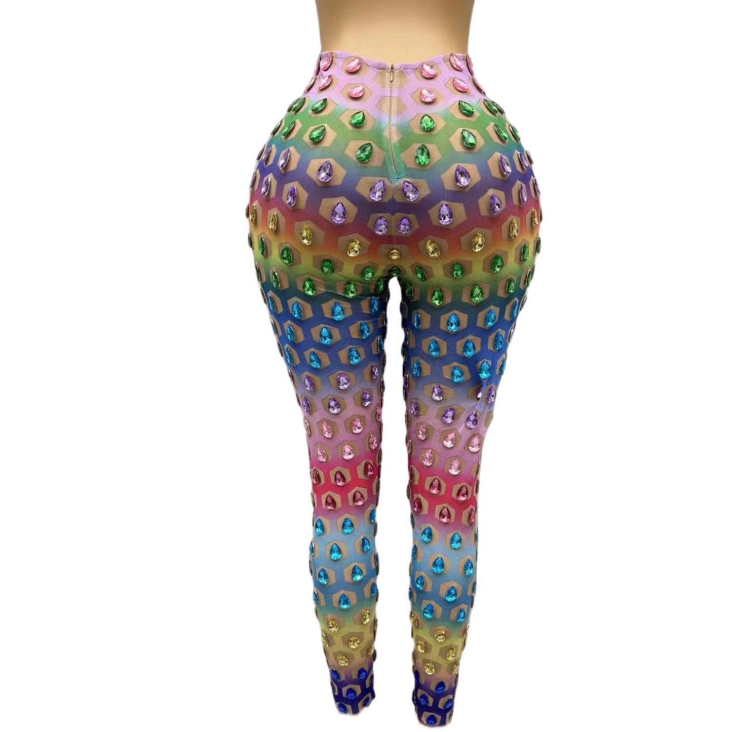 CELESINYI Loukongku Crystal Honeycomb Pants