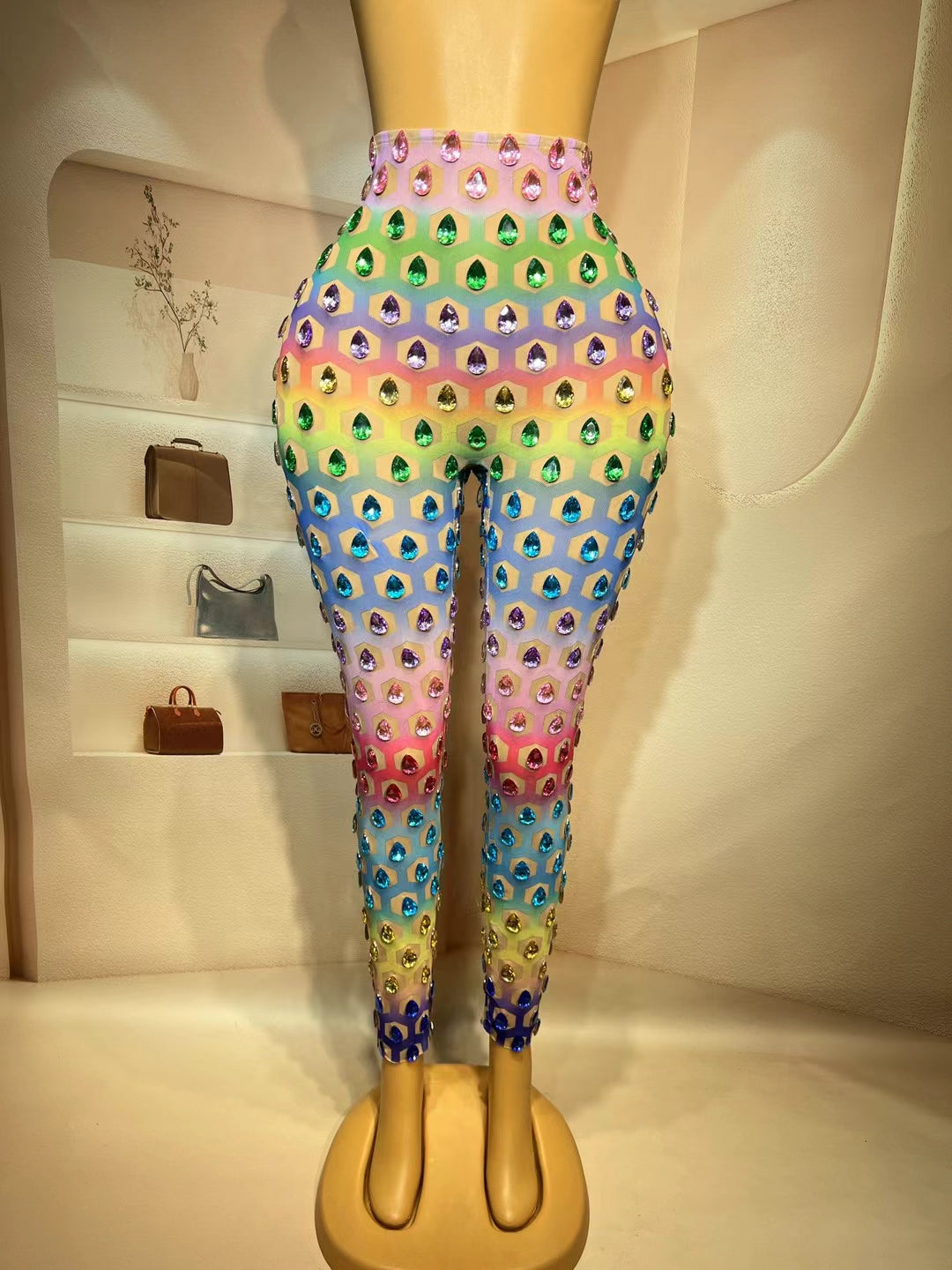 CELESINYI Loukongku Crystal Honeycomb Pants