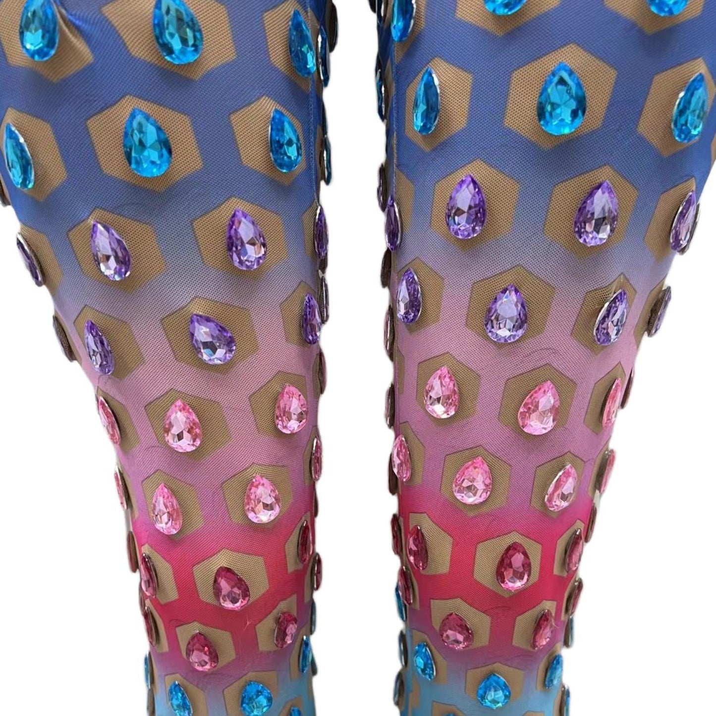 CELESINYI Loukongku Crystal Honeycomb Pants