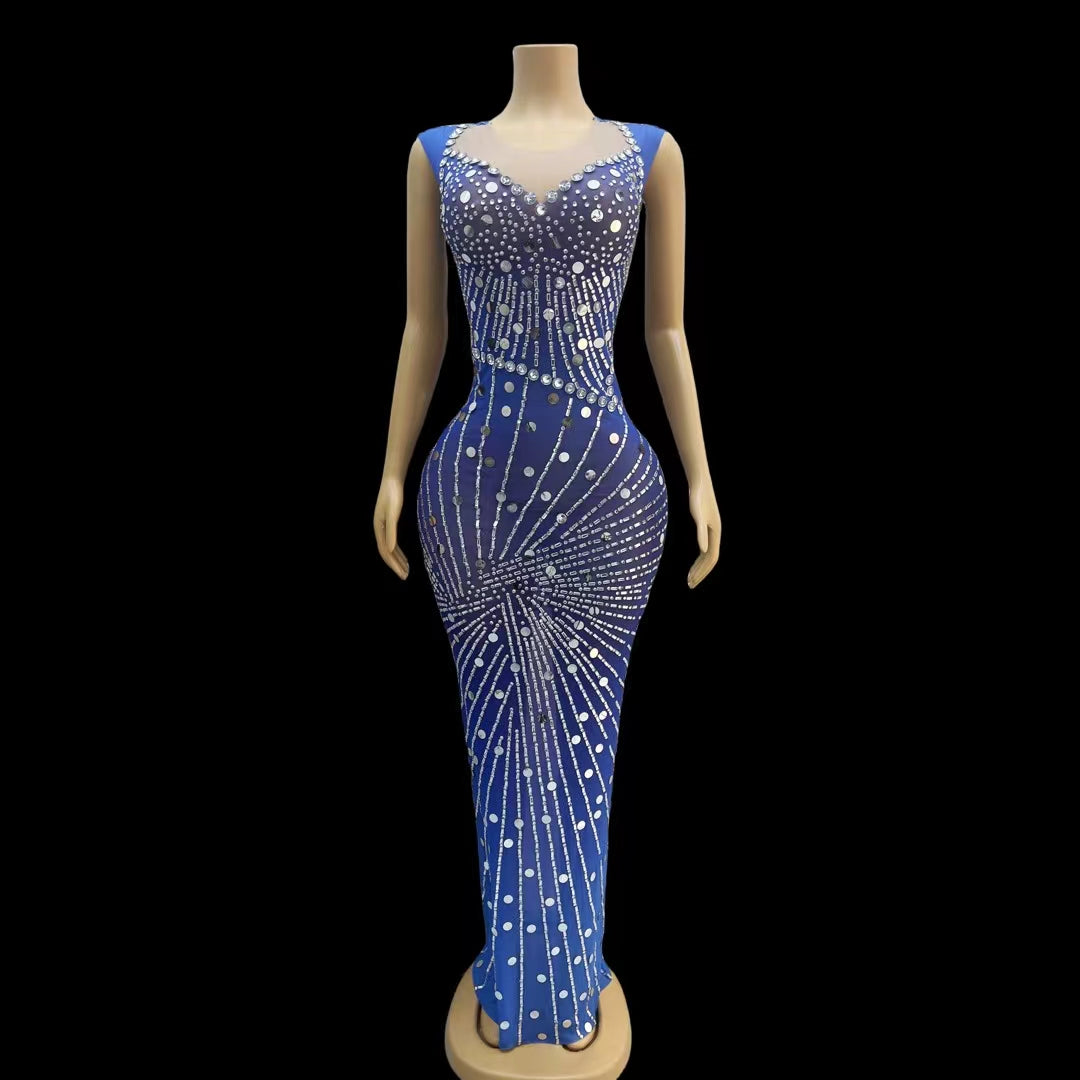 CELESINYI Lanwen Crystal Sapphire Gown