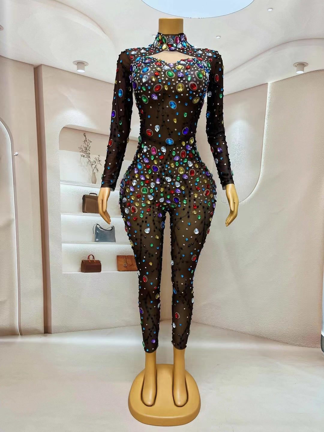 CELESINYI Heimanteng Crystal Vine Bodysuit