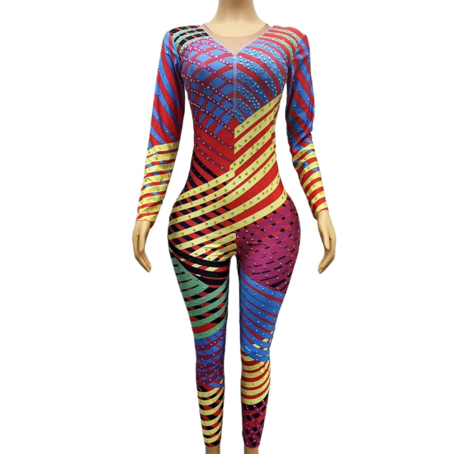 CELESINYI Heermeng Crystal Rainbow Jumpsuit