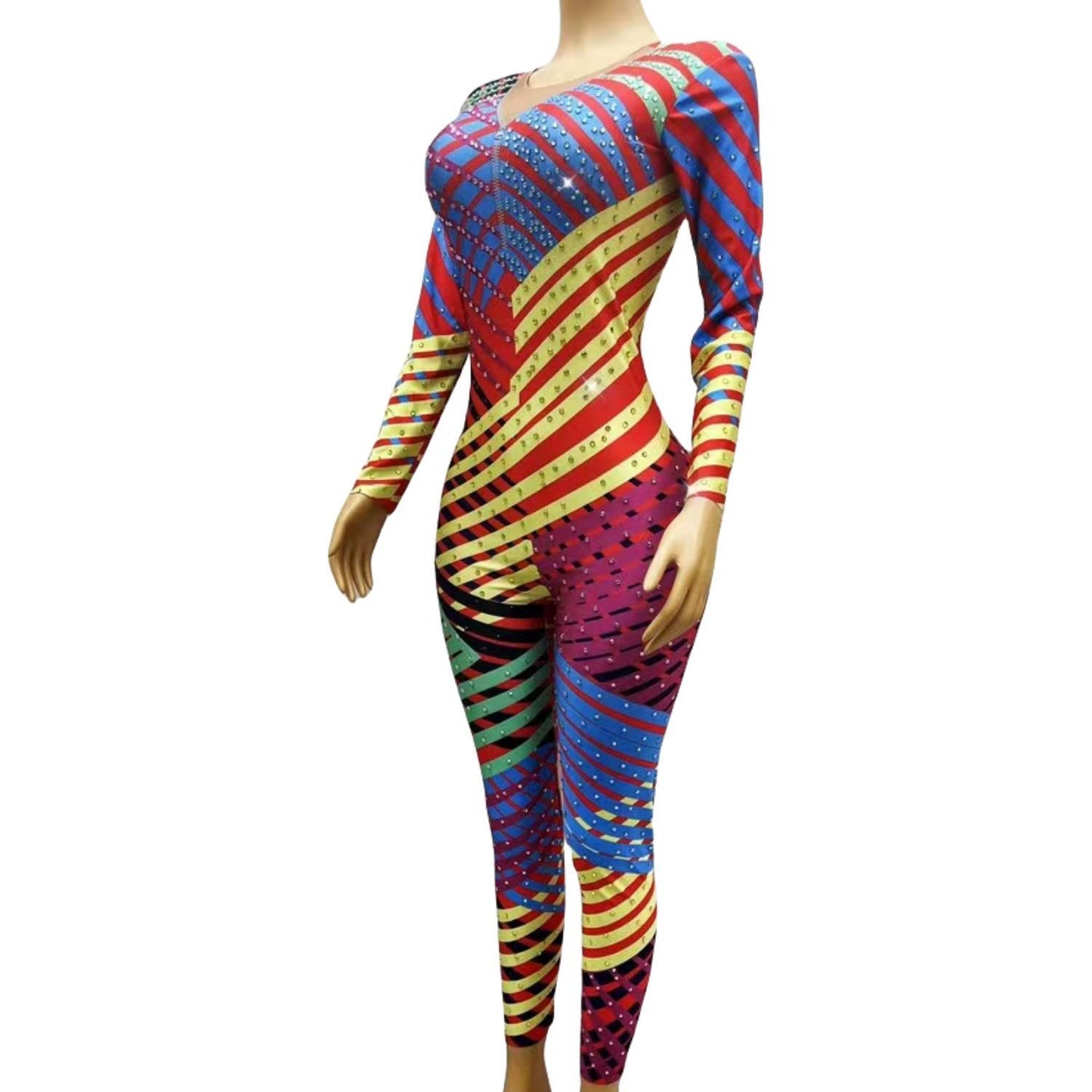 CELESINYI Heermeng Crystal Rainbow Jumpsuit