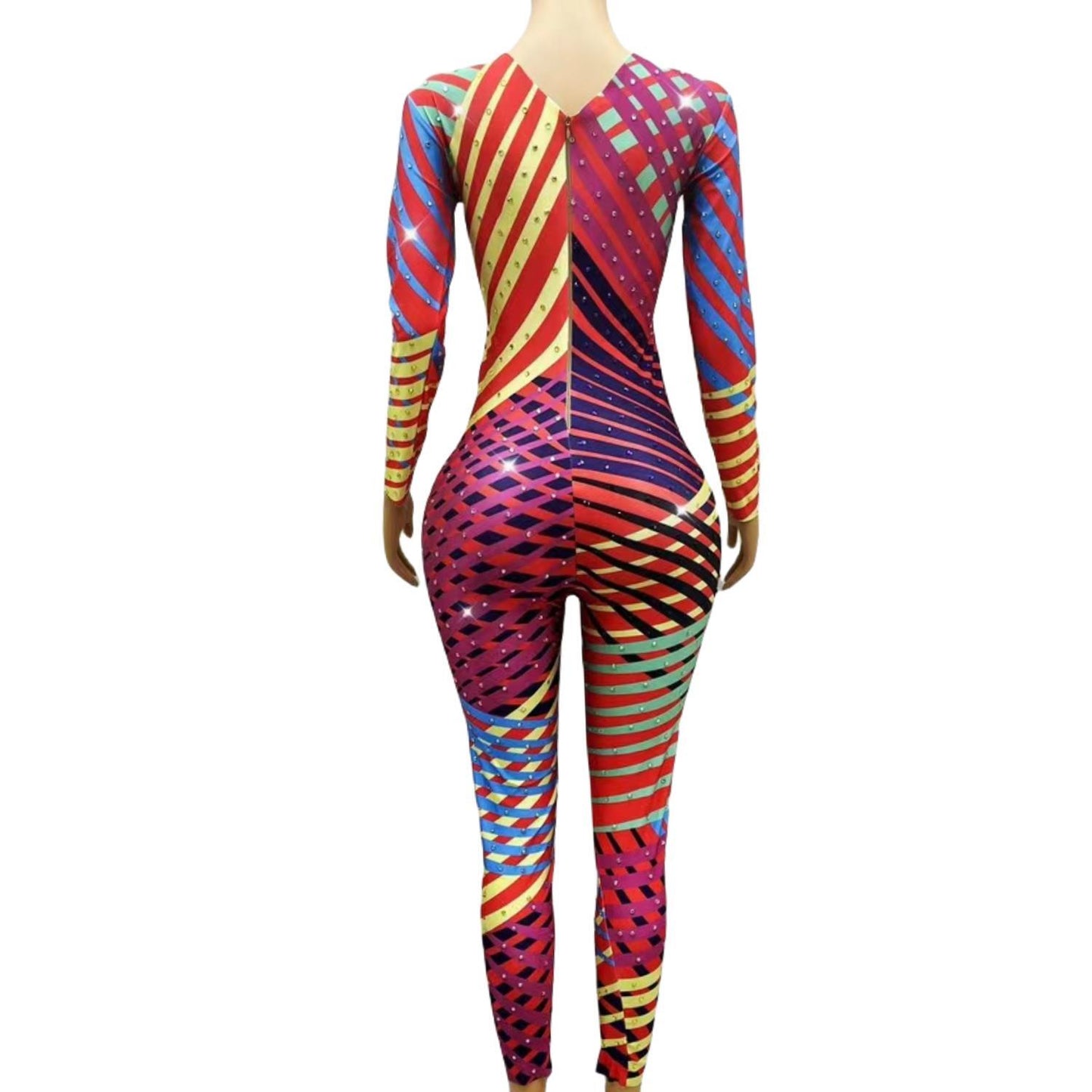 CELESINYI Heermeng Crystal Rainbow Jumpsuit