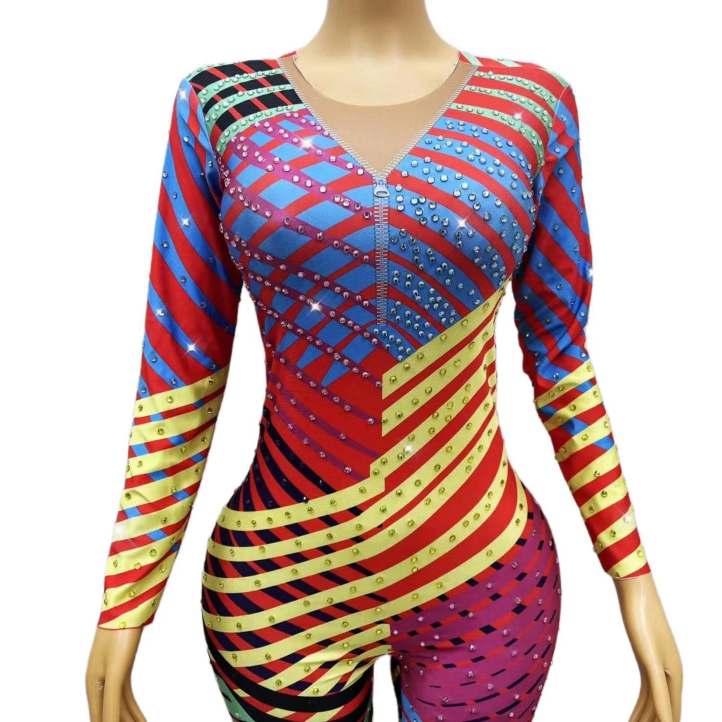 CELESINYI Heermeng Crystal Rainbow Jumpsuit