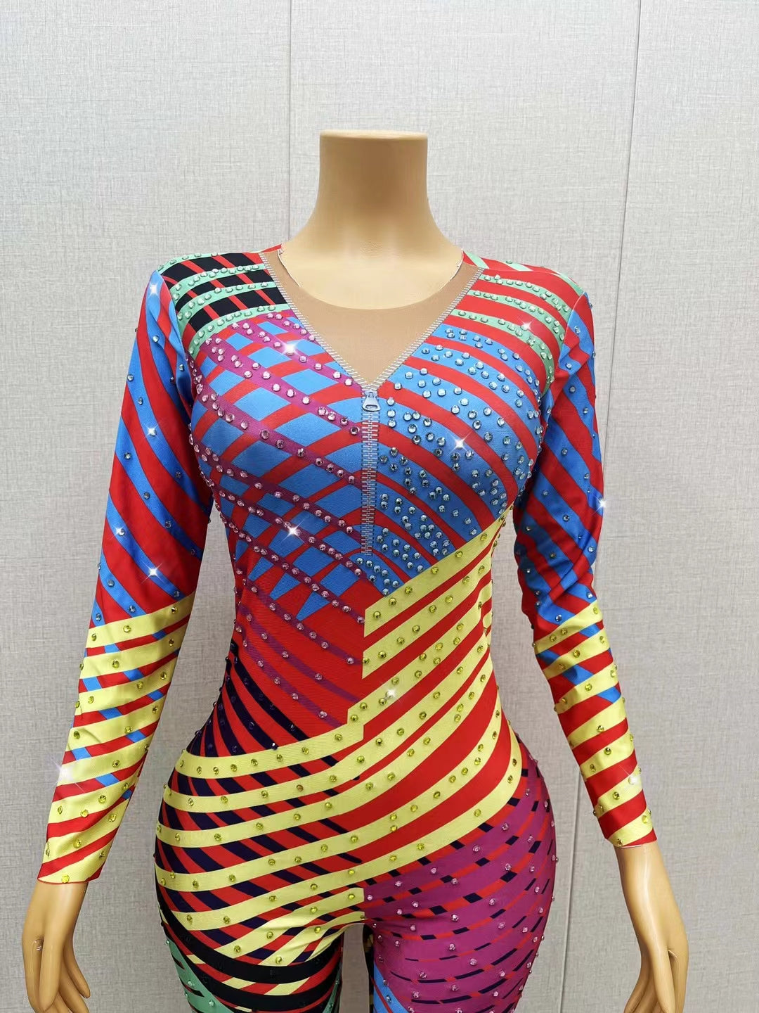 CELESINYI Heermeng Crystal Rainbow Jumpsuit