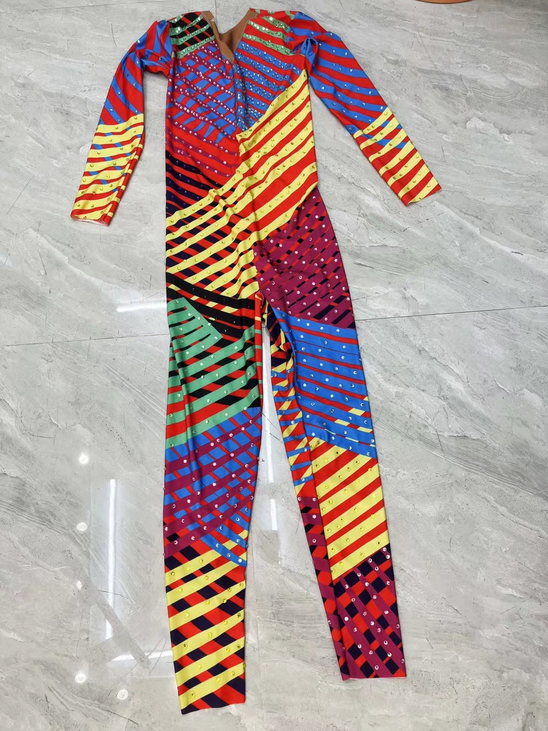 CELESINYI Heermeng Crystal Rainbow Jumpsuit