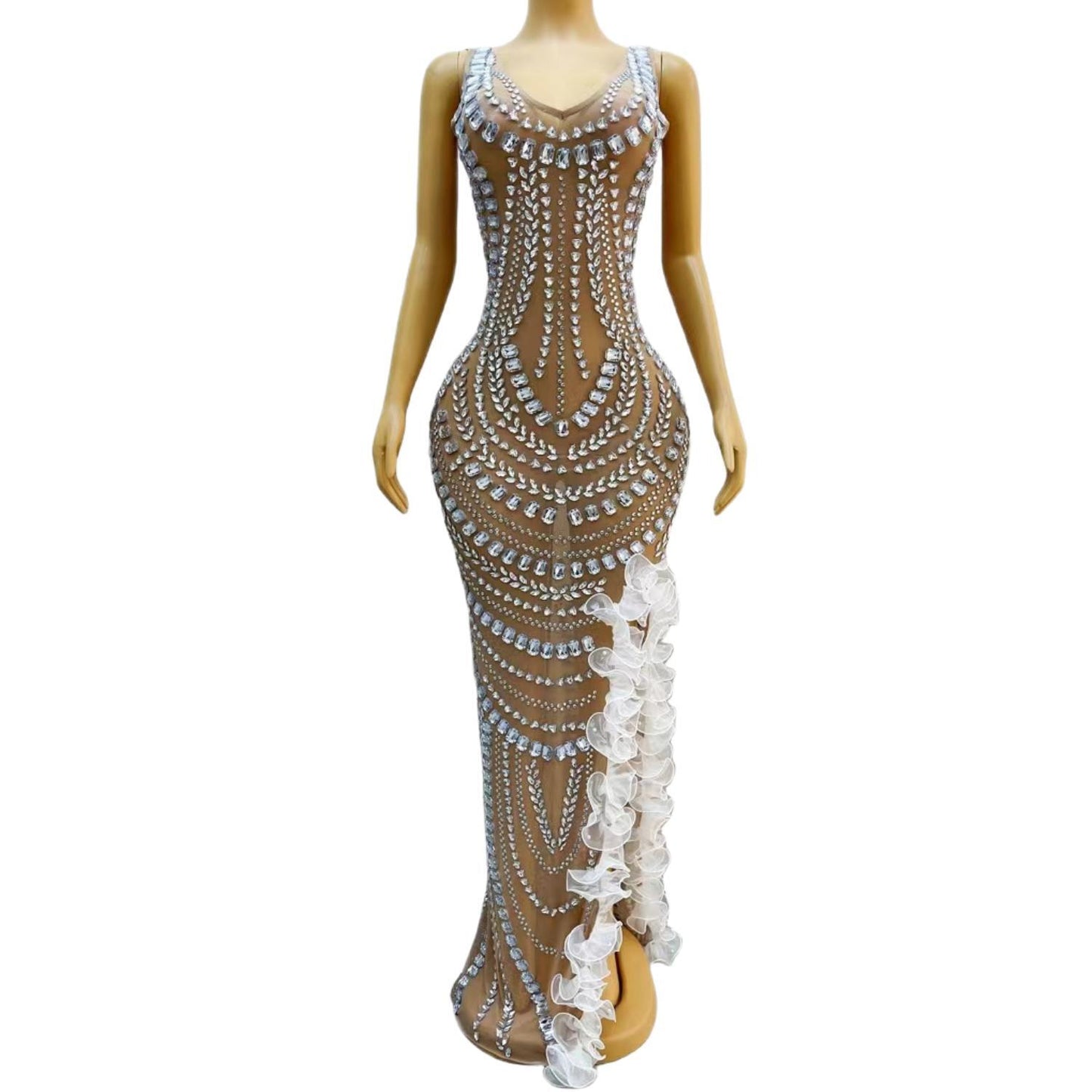 CELESINYI Daodai Crystal Naked Mermaid Gown