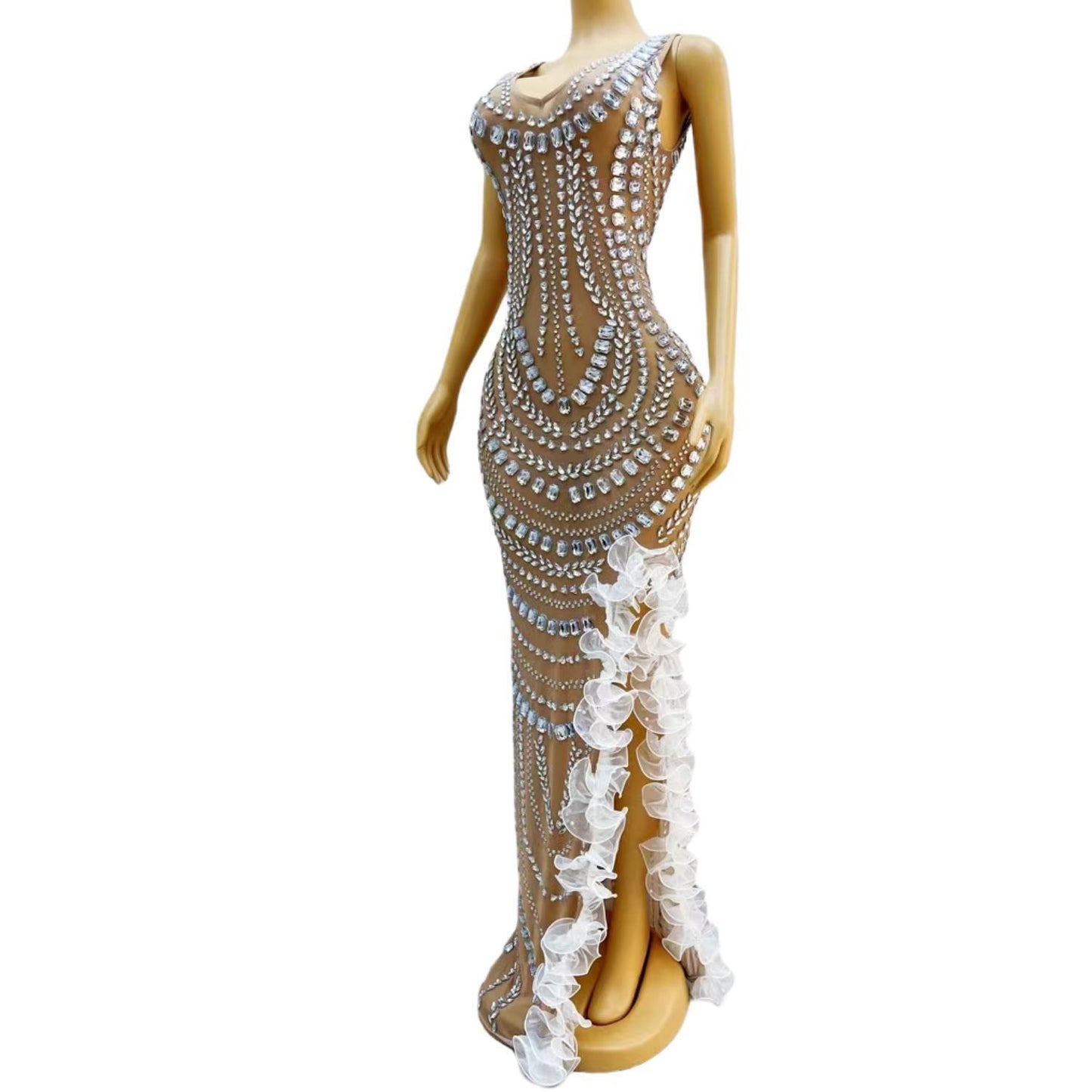CELESINYI Daodai Crystal Naked Mermaid Gown