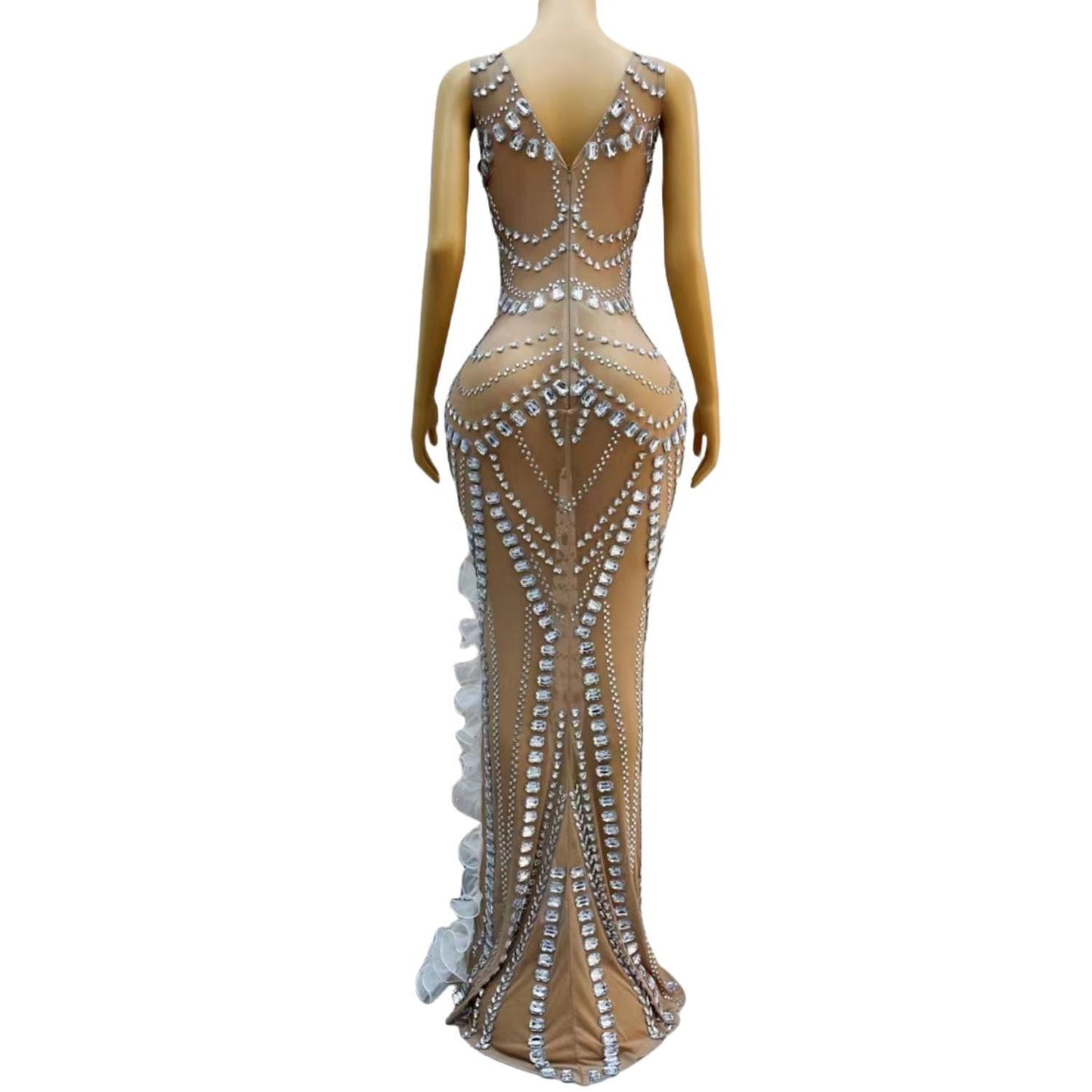 CELESINYI Daodai Crystal Naked Mermaid Gown