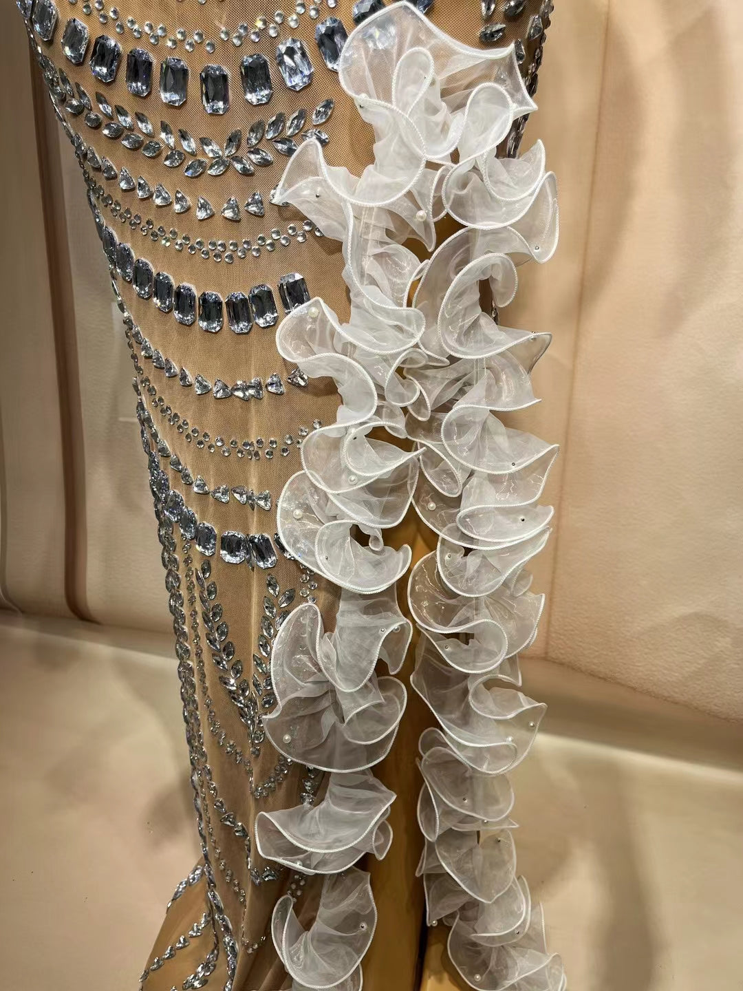 CELESINYI Daodai Crystal Naked Mermaid Gown