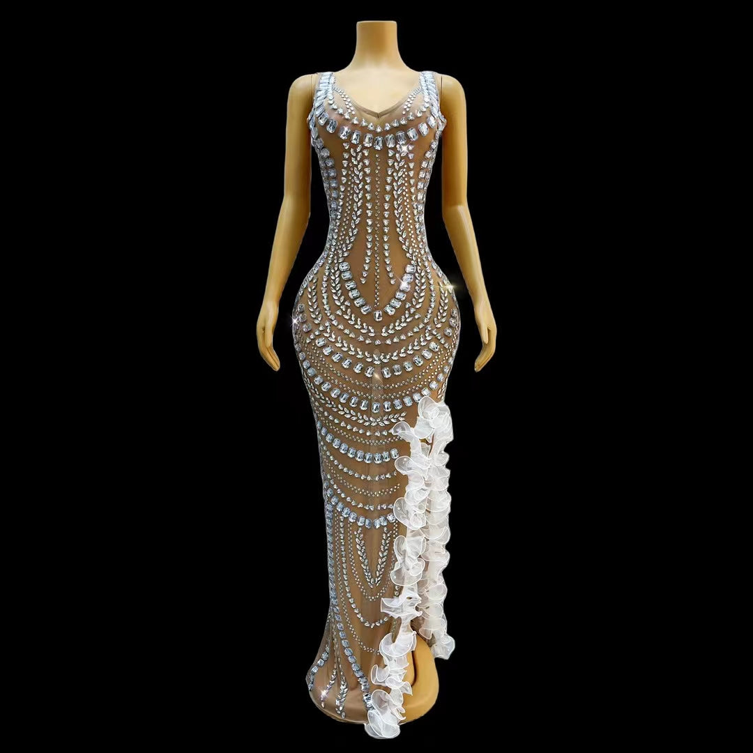 CELESINYI Daodai Crystal Naked Mermaid Gown