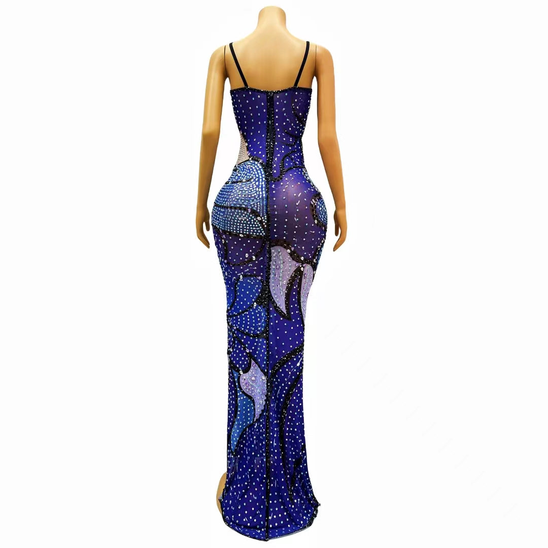 CELESINYI Bingjingdie Crystal Peacock Gown