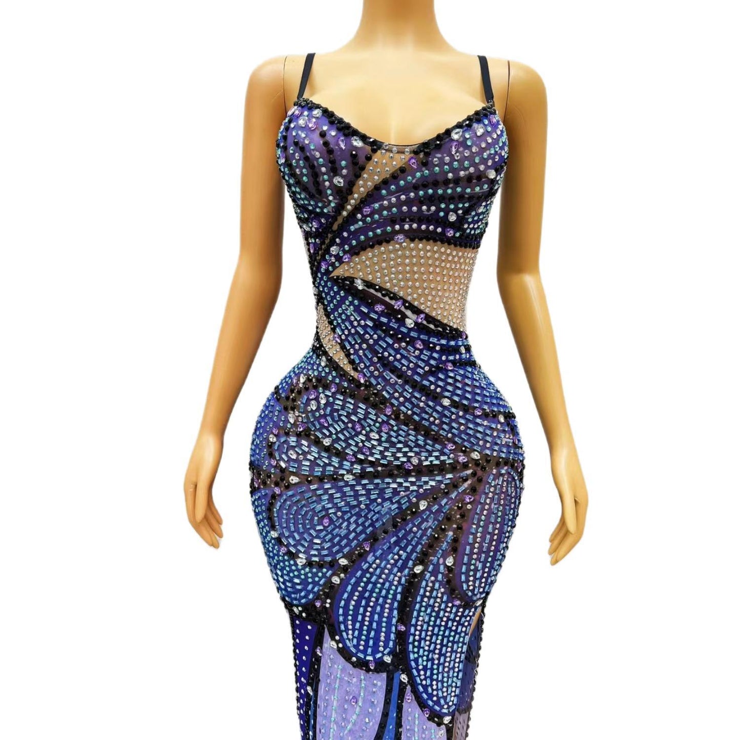CELESINYI Bingjingdie Crystal Peacock Gown