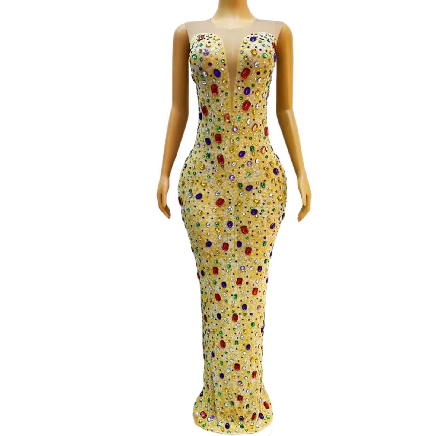 CELESINYI Binfenxiangbin Crystal Champagne Gown
