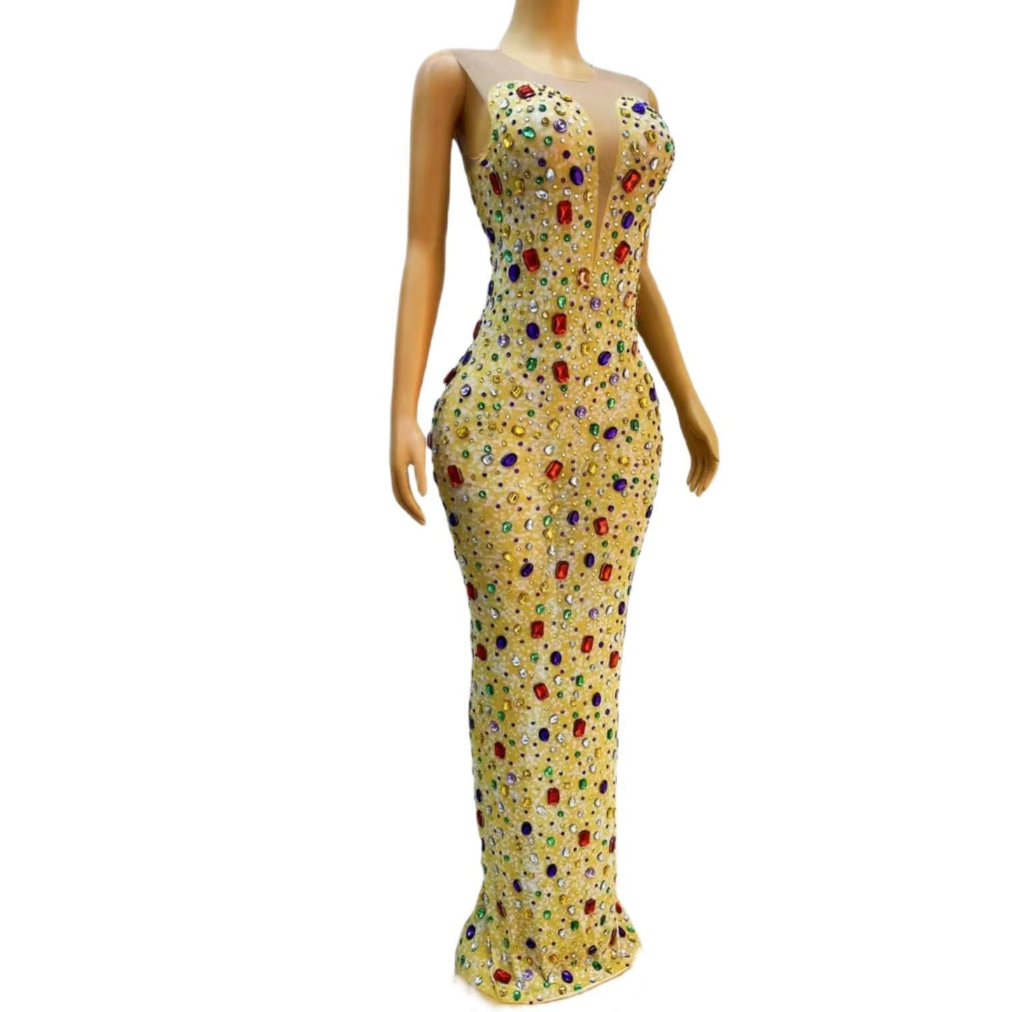 CELESINYI Binfenxiangbin Crystal Champagne Gown