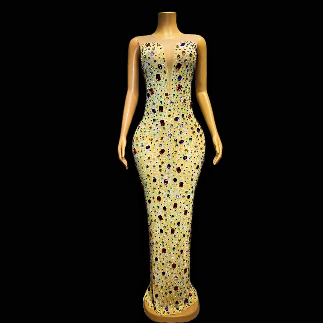 CELESINYI Binfenxiangbin Crystal Champagne Gown