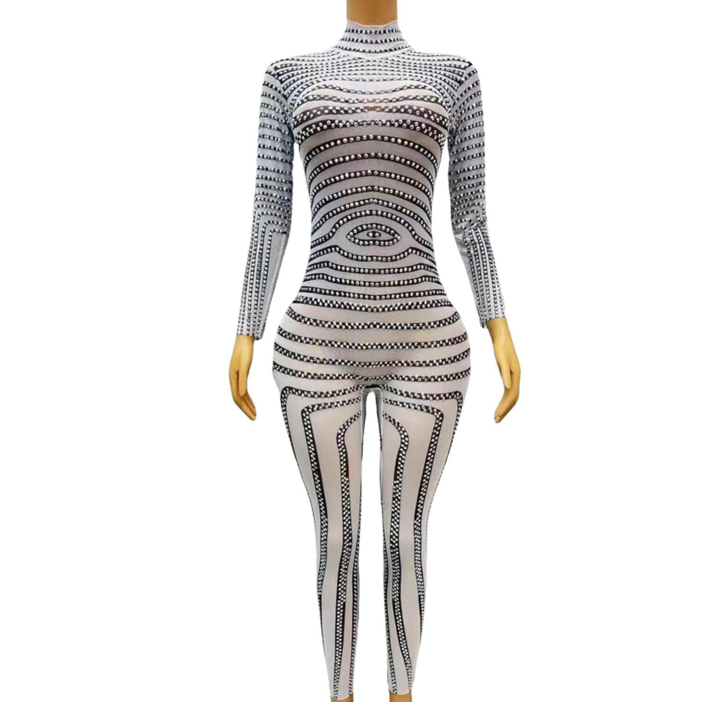 CELESINYI Banmaku Crystal Zebra Jumpsuit