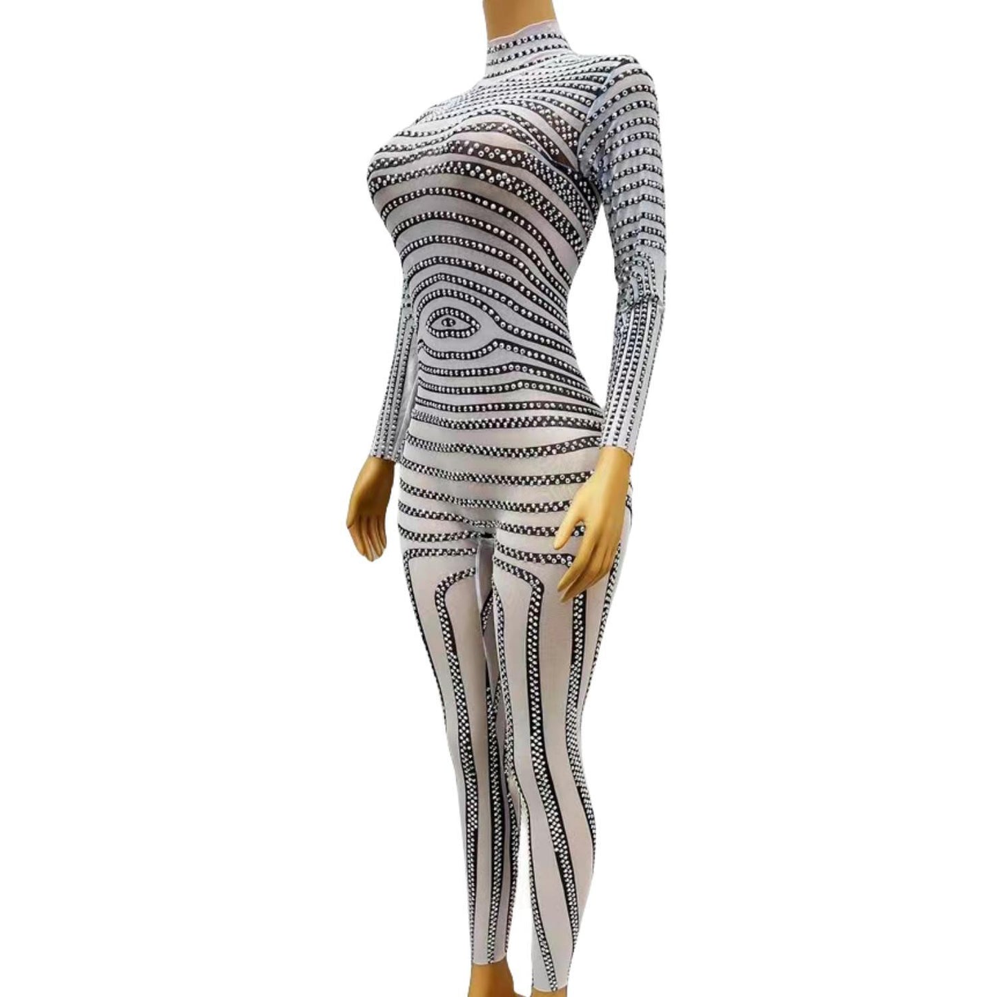 CELESINYI Banmaku Crystal Zebra Jumpsuit