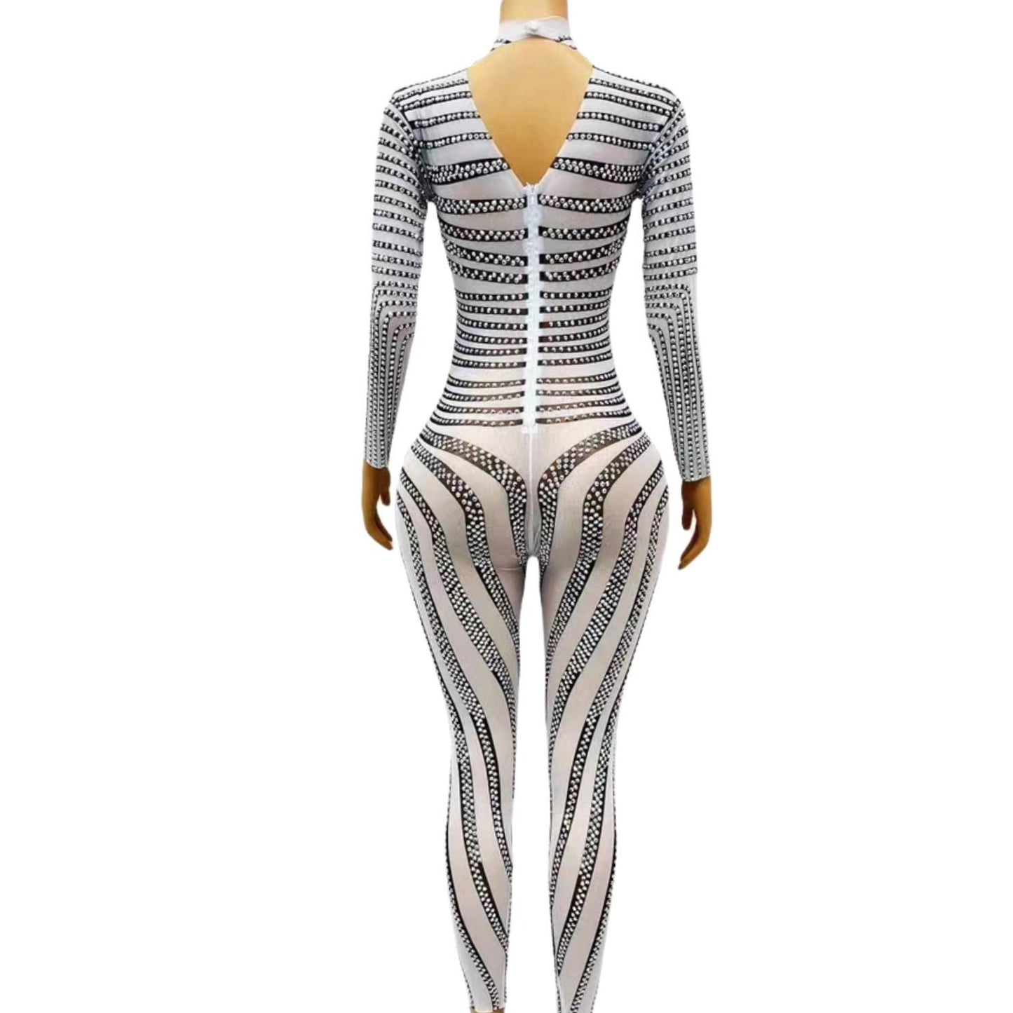 CELESINYI Banmaku Crystal Zebra Jumpsuit