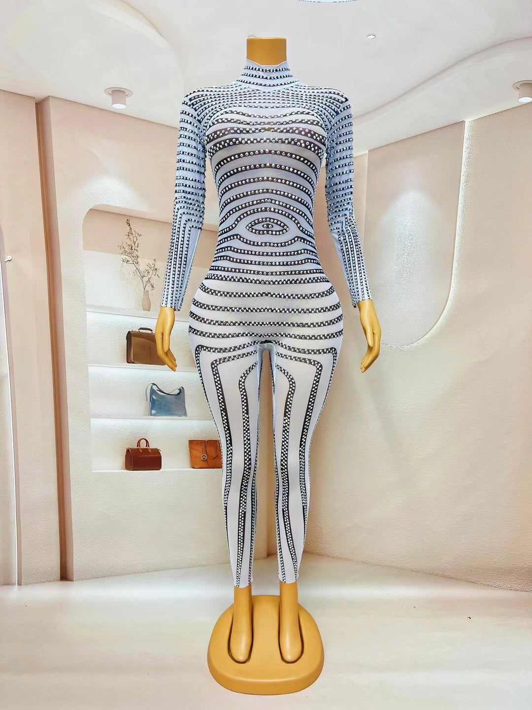 CELESINYI Banmaku Crystal Zebra Jumpsuit
