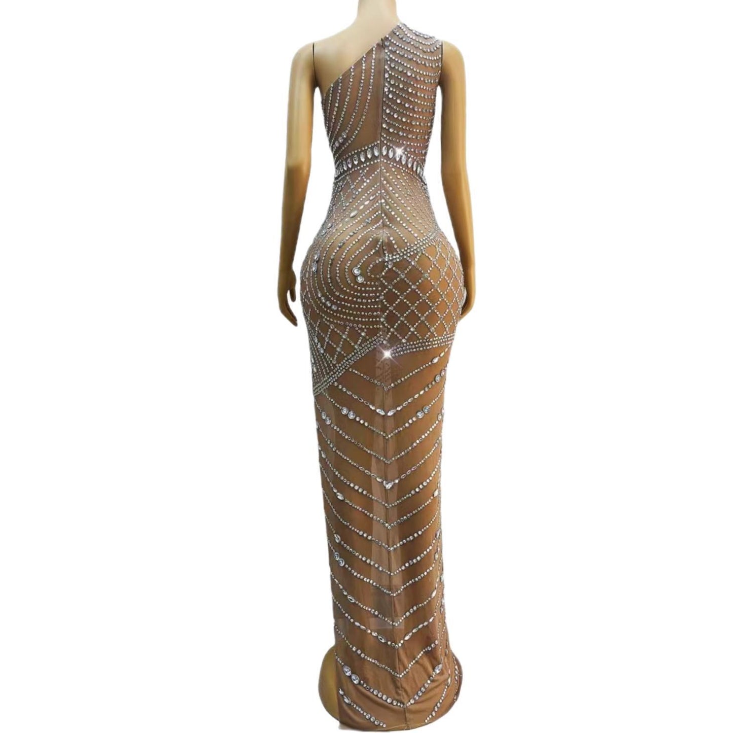 CELESINYI Baixuanwo Crystal One Shoulder Gown