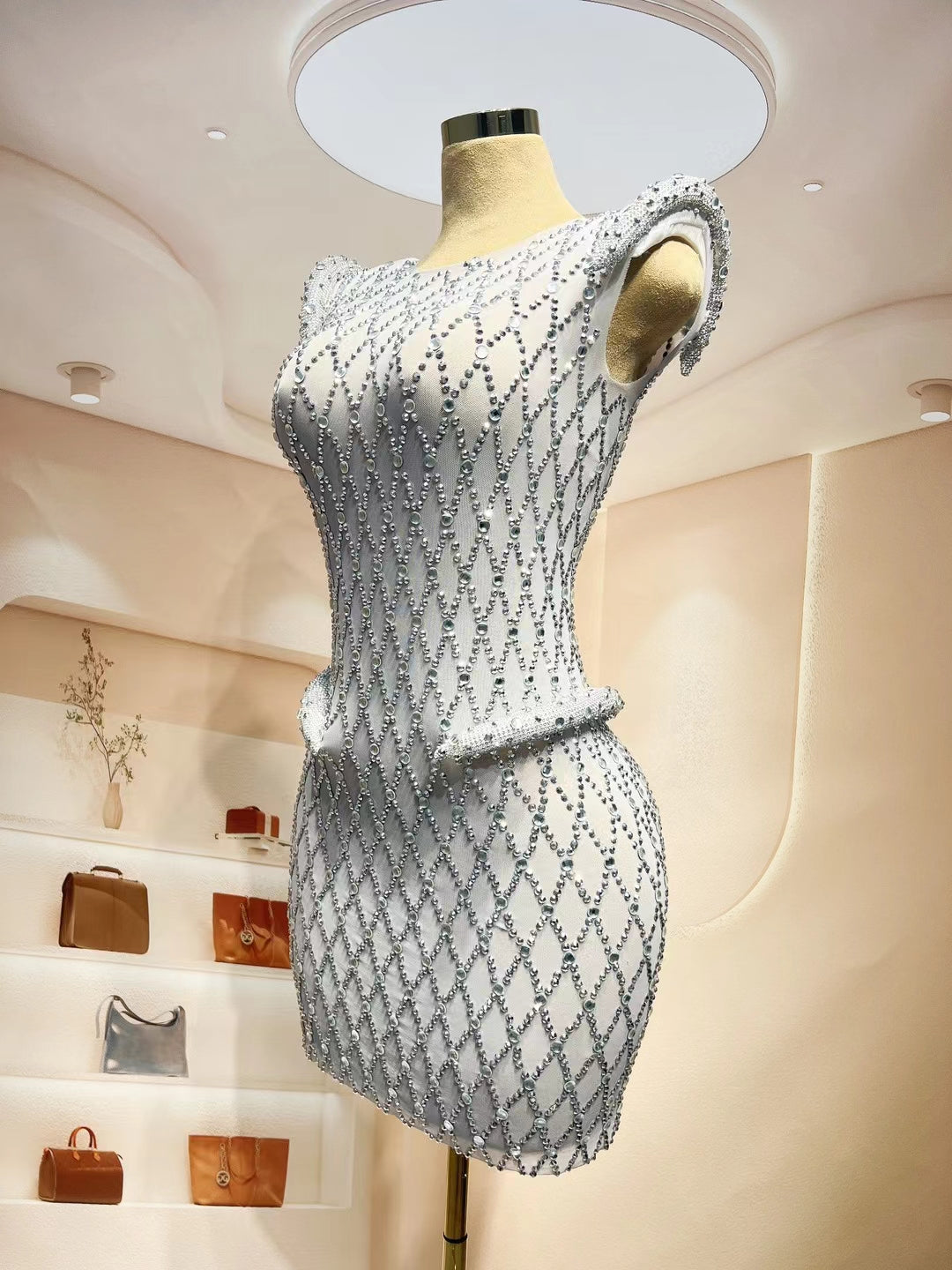 CELESINYI Lingjiao Crystal Diamond Mini Dress