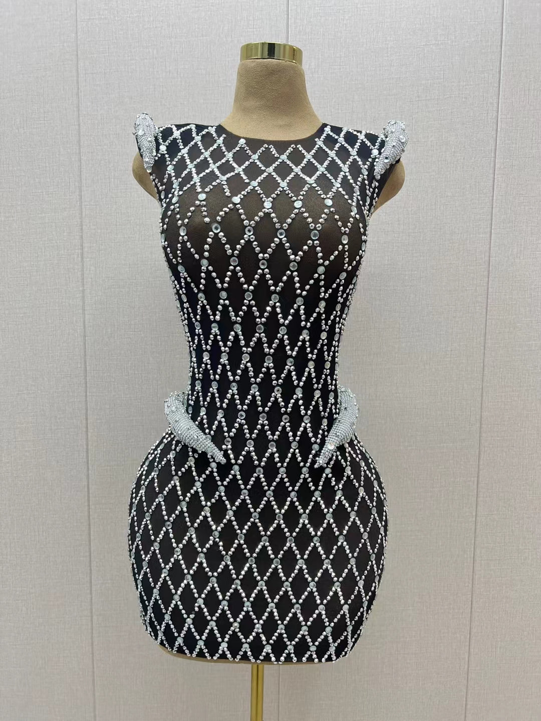 CELESINYI Lingjiao Crystal Diamond Mini Dress