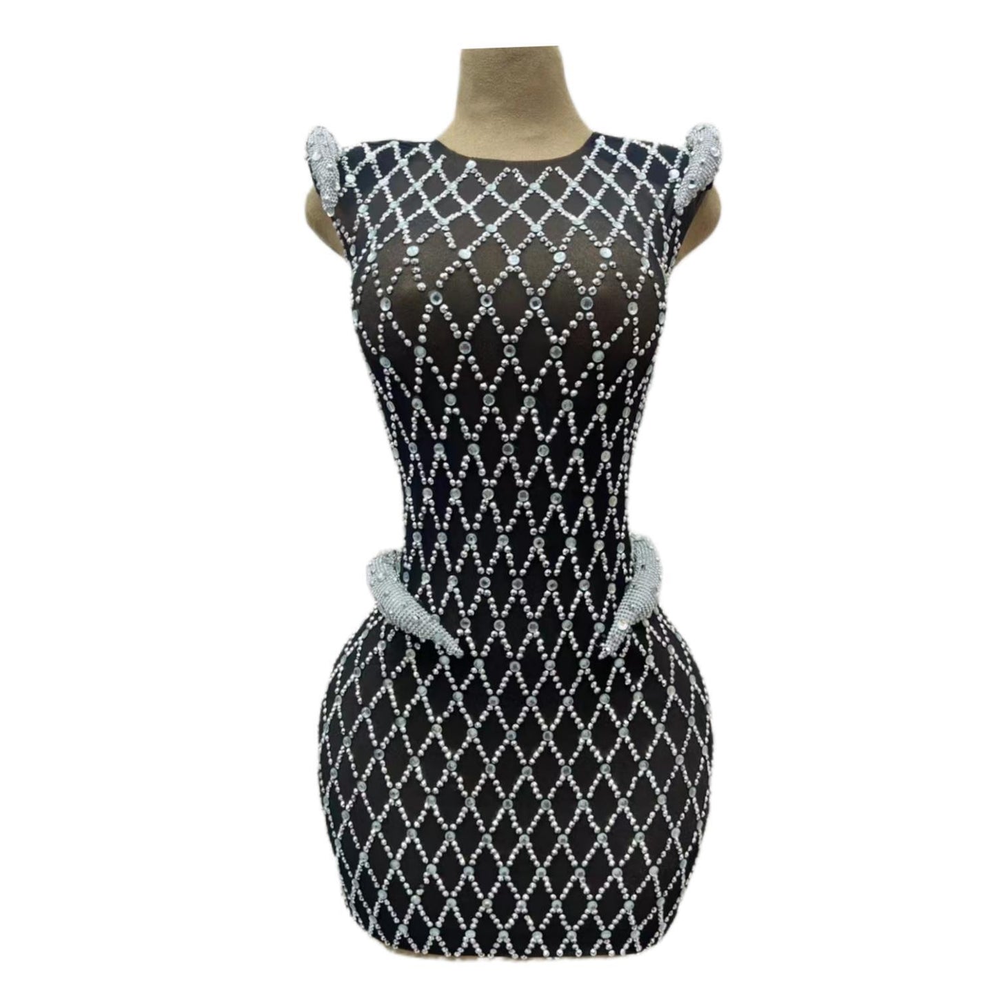 CELESINYI Lingjiao Crystal Diamond Mini Dress