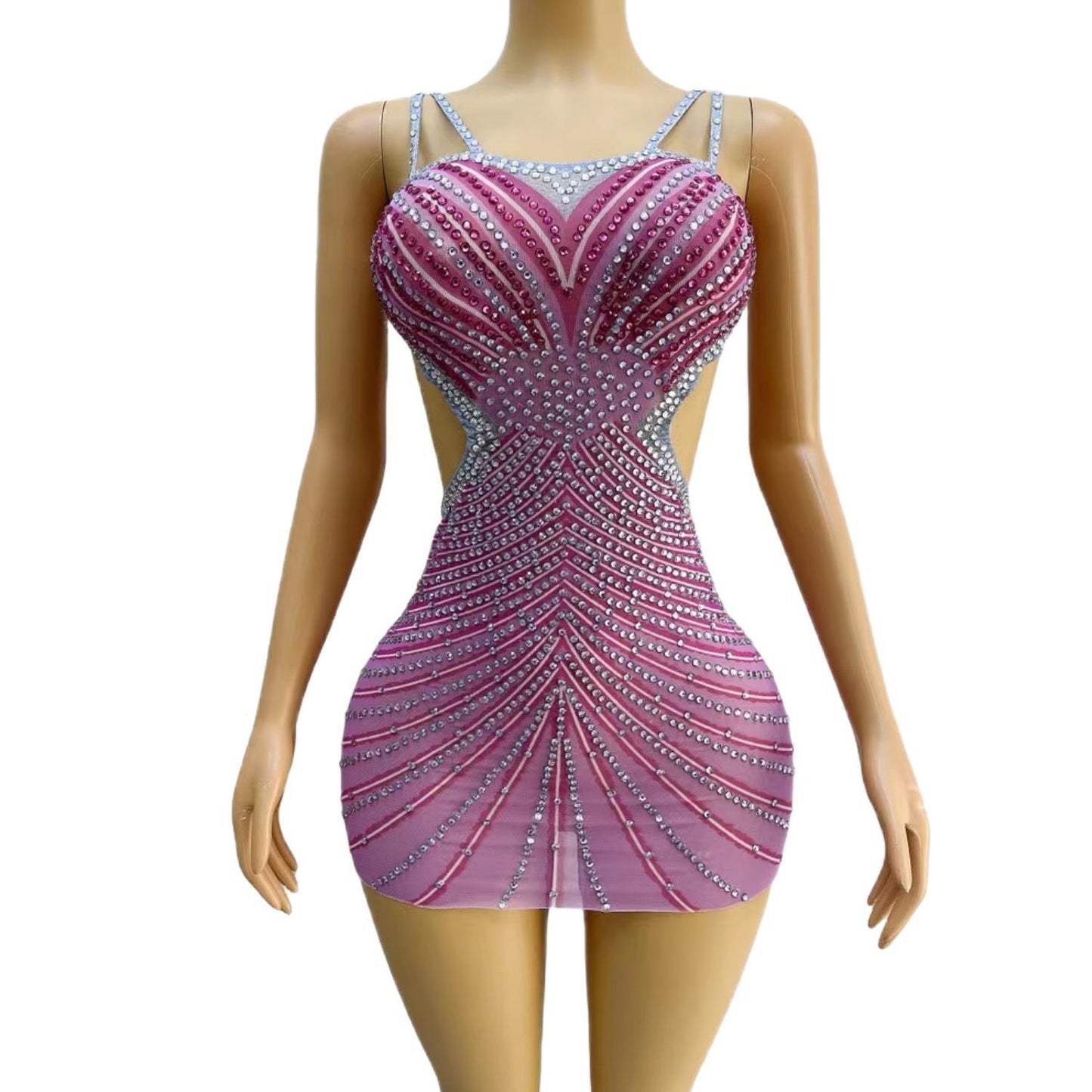 CELESINYI Yuwei Crystal Purple Mini Dress