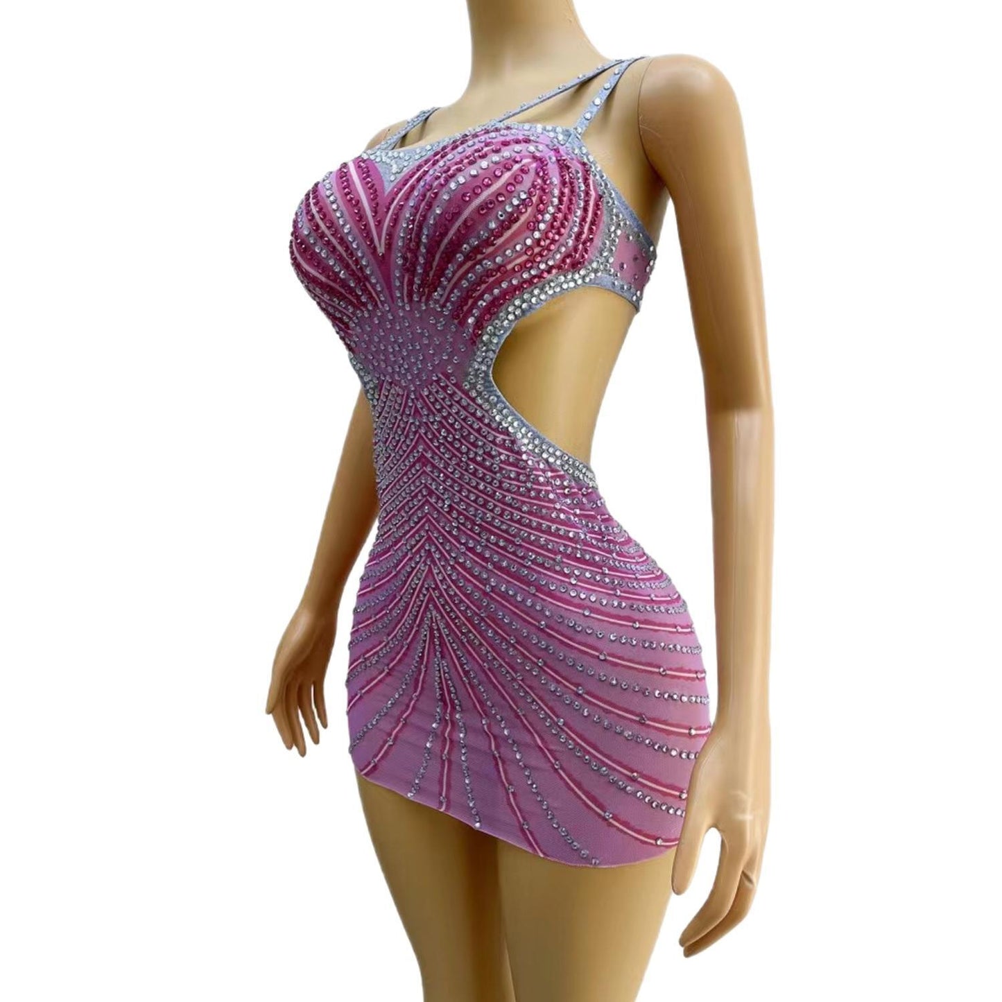 CELESINYI Yuwei Crystal Purple Mini Dress