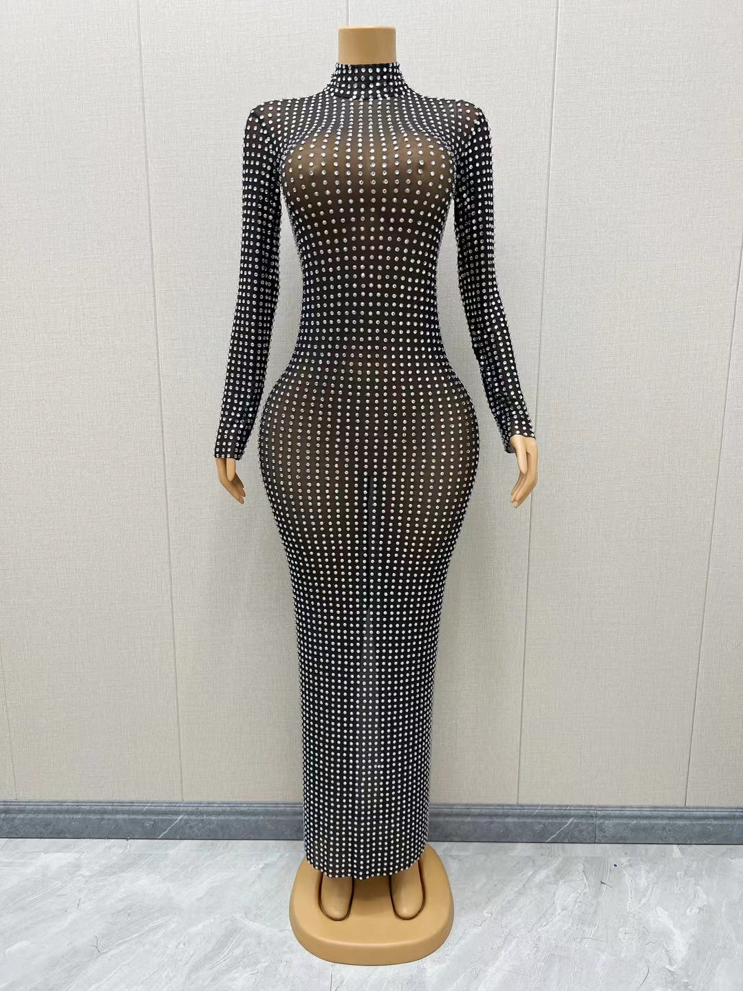 CELESINYI Zuanban Crystal Grid Gown