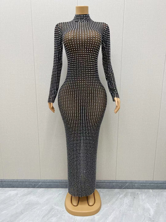 CELESINYI Zuanban Crystal Grid Gown