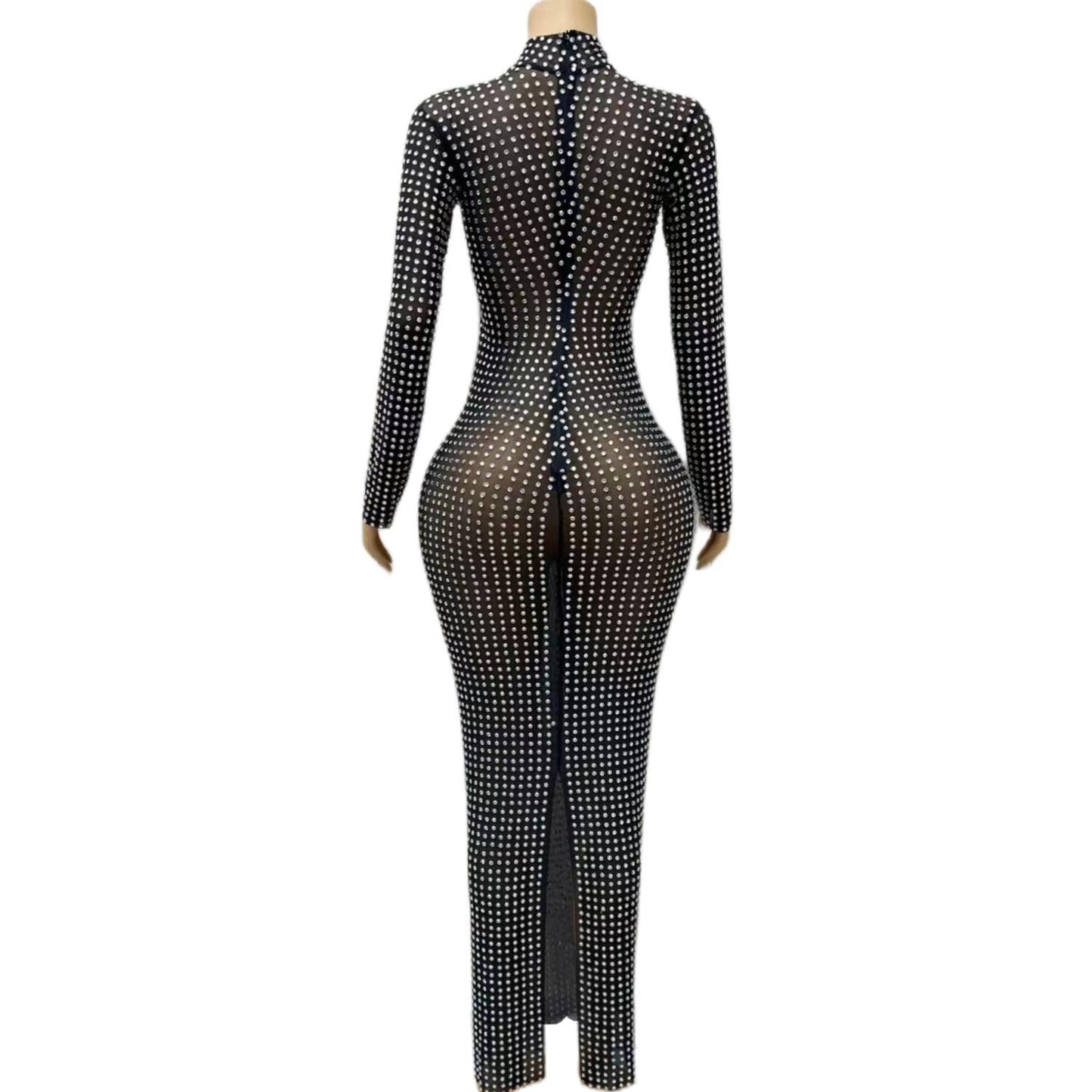 CELESINYI Zuanban Crystal Grid Gown