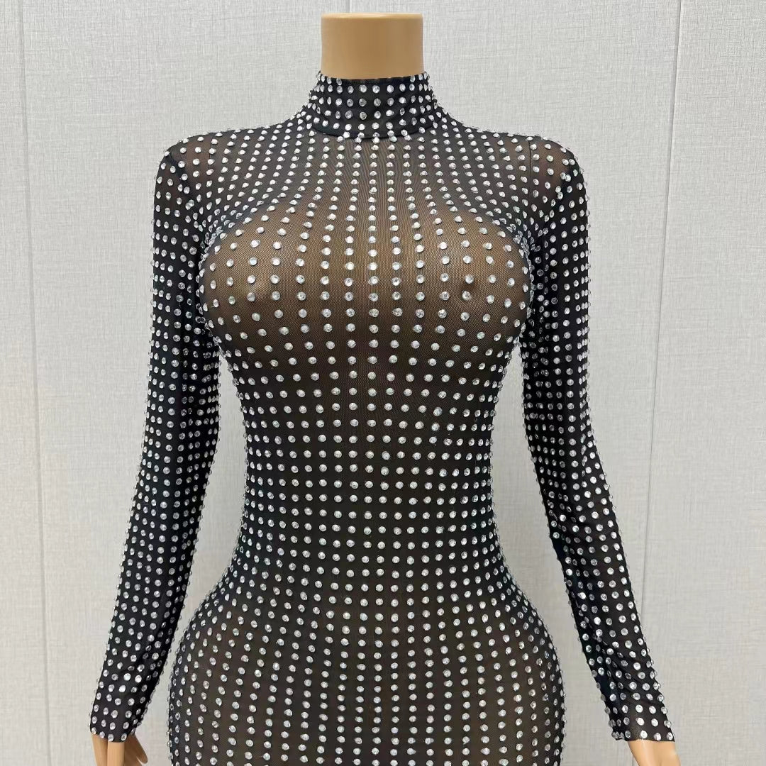 CELESINYI Zuanban Crystal Grid Gown
