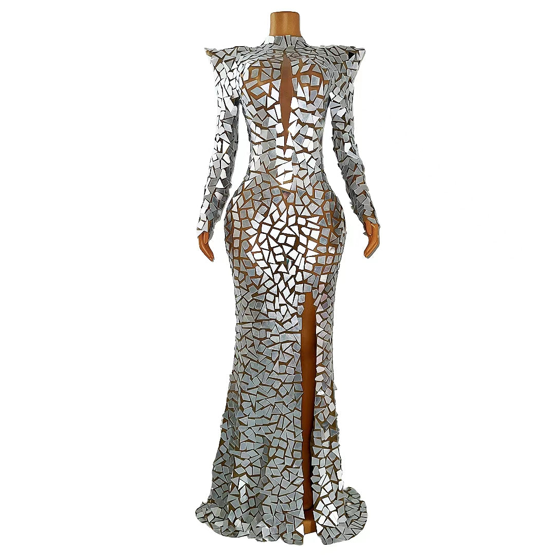 CELESINYI Baijing Crystal White Mirror Mermaid Gown