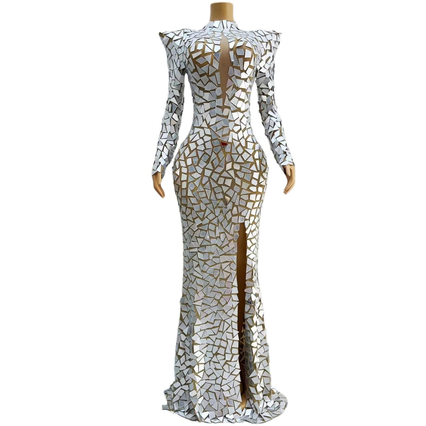 CELESINYI Baijing Crystal White Mirror Mermaid Gown