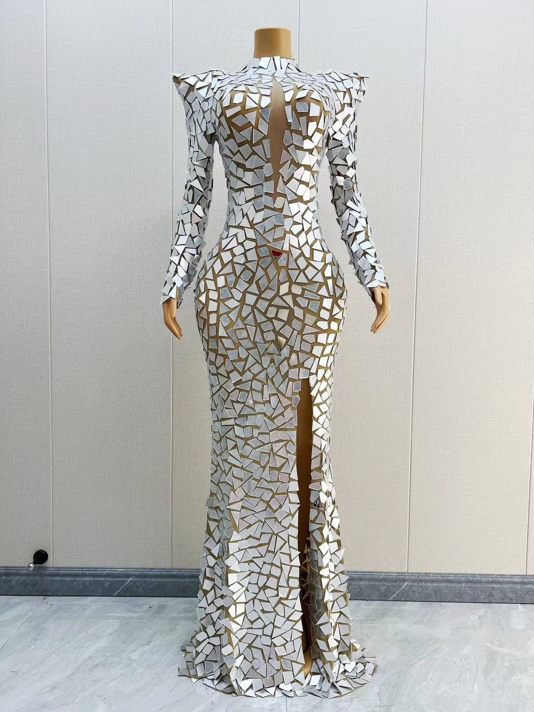 CELESINYI Baijing Crystal White Mirror Mermaid Gown